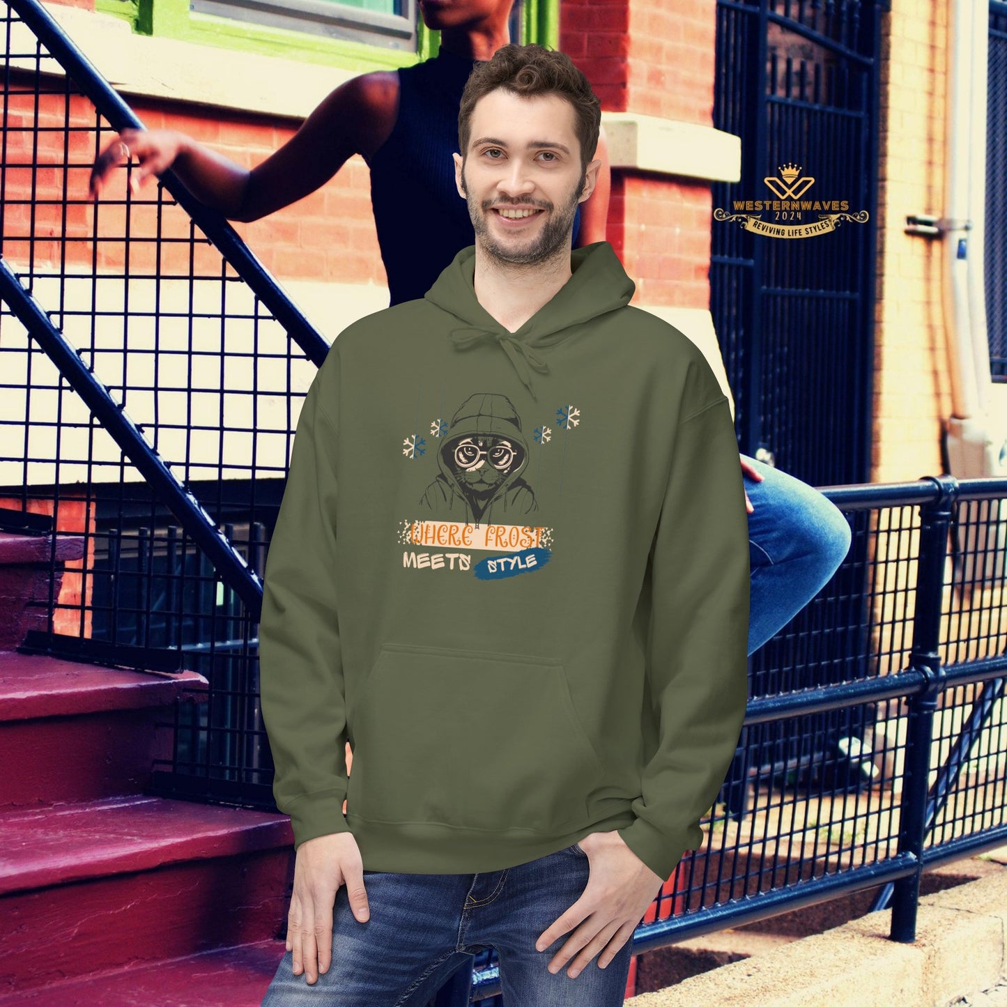 Unisex Midweight Softstyle Fleece Hoodie_ N3+ Series USMWSSFH PT2WW002_ Limited Edition Luxuriously Soft 100% Cotton Face by WesternWaves: