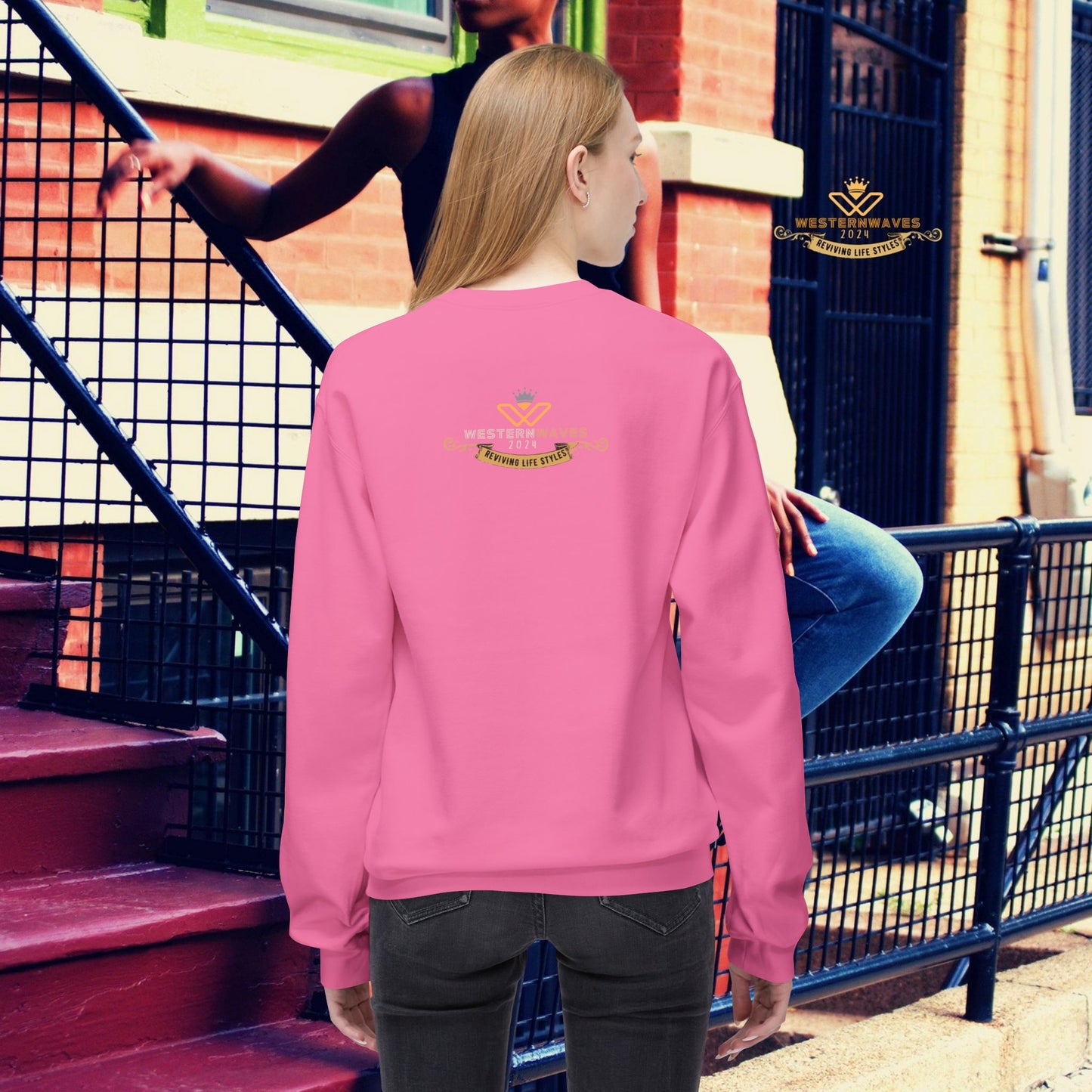 Unisex Midweight Fleece Crewneck Sweatshirt_ N3+ Series UXMWFCS PT2WW015_ WesternWaves Signature Limited Edition: