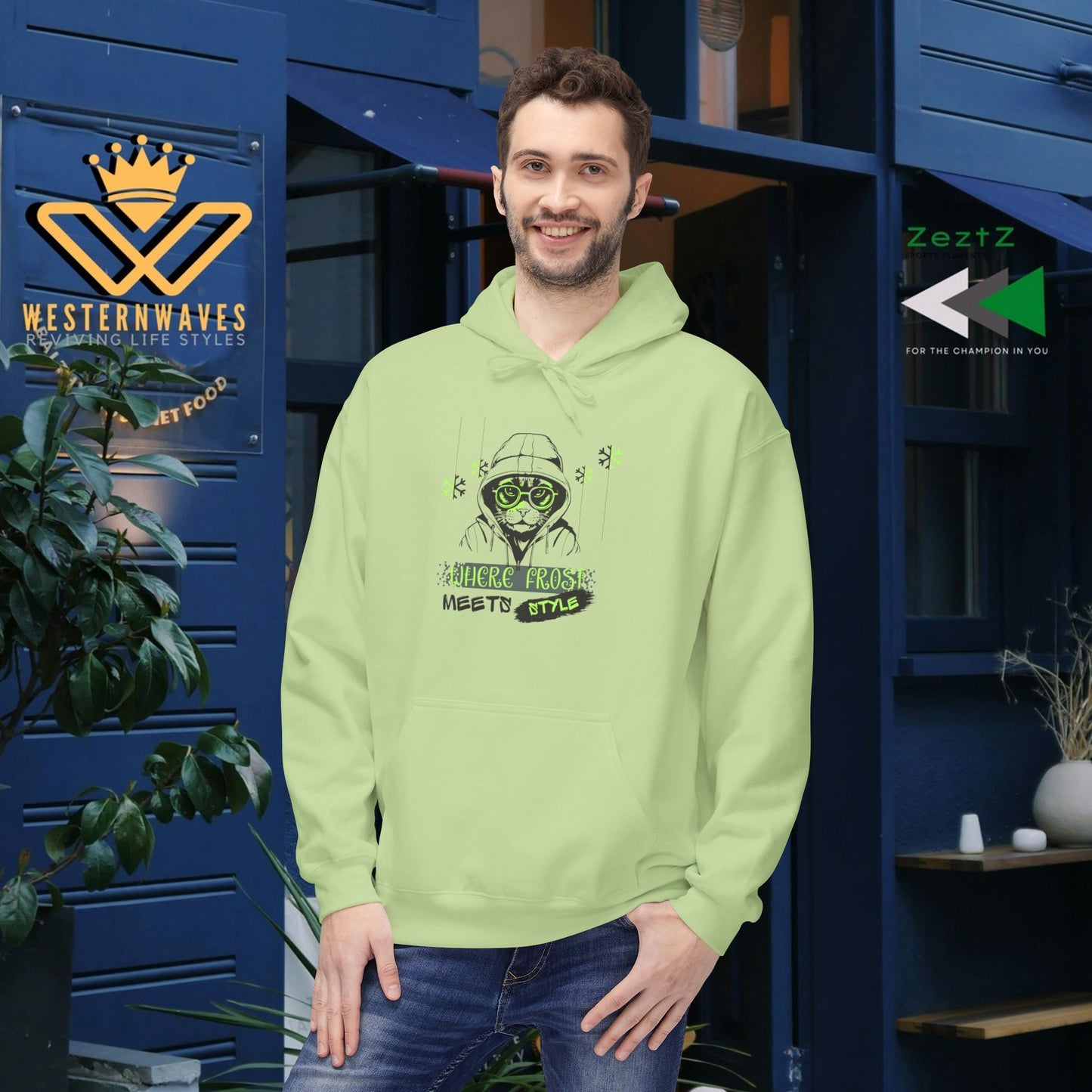 Unisex Midweight Softstyle Fleece Hoodie_ N3+ Series USMWSSFH PT2WW001_ Limited Edition Luxuriously Soft 100% Cotton Face by WesternWaves: