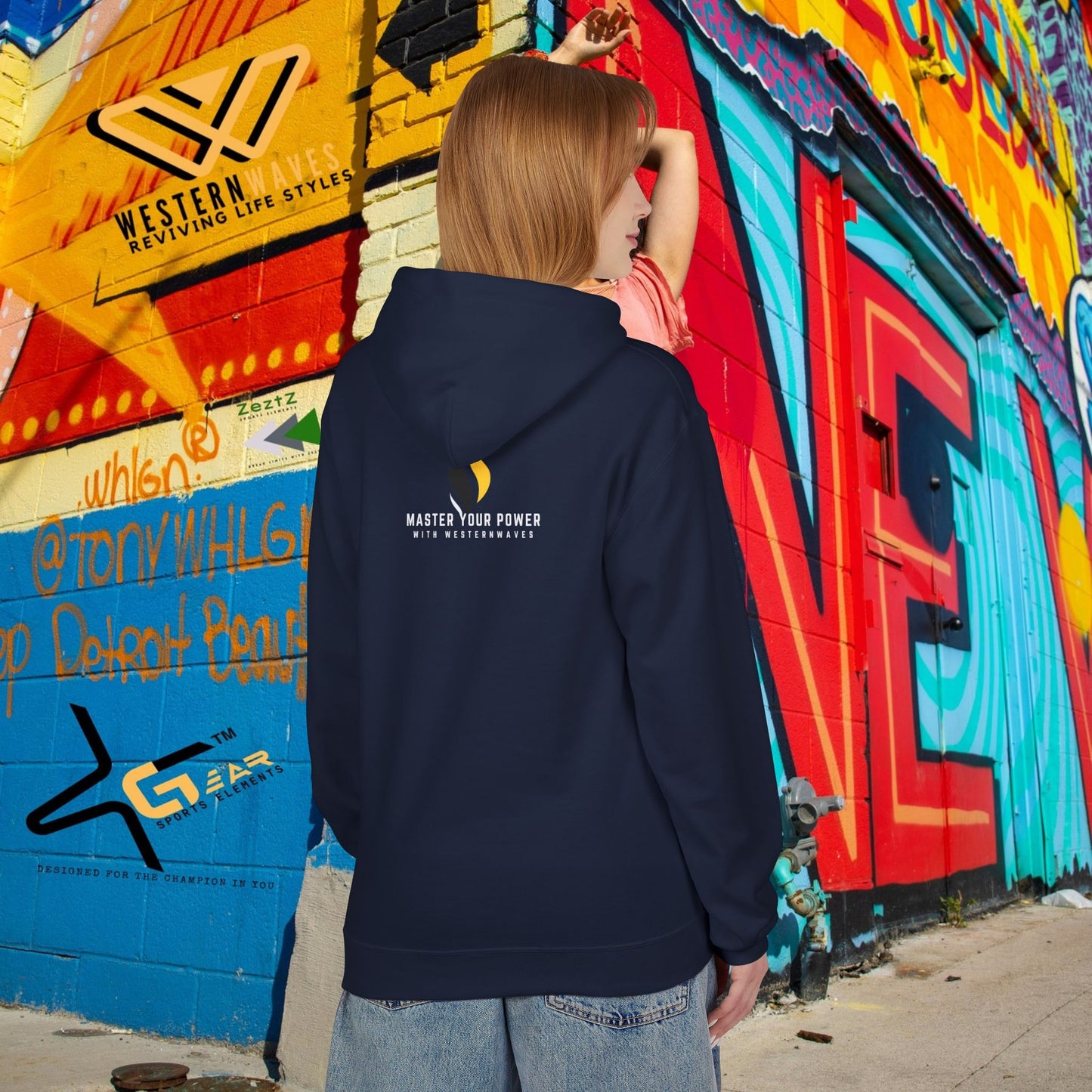 Unisex Midweight Softstyle Fleece Hoodie_ N3+ Series USMWSSFH PT2WW002_ Limited Edition Luxuriously Soft 100% Cotton Face by WesternWaves: