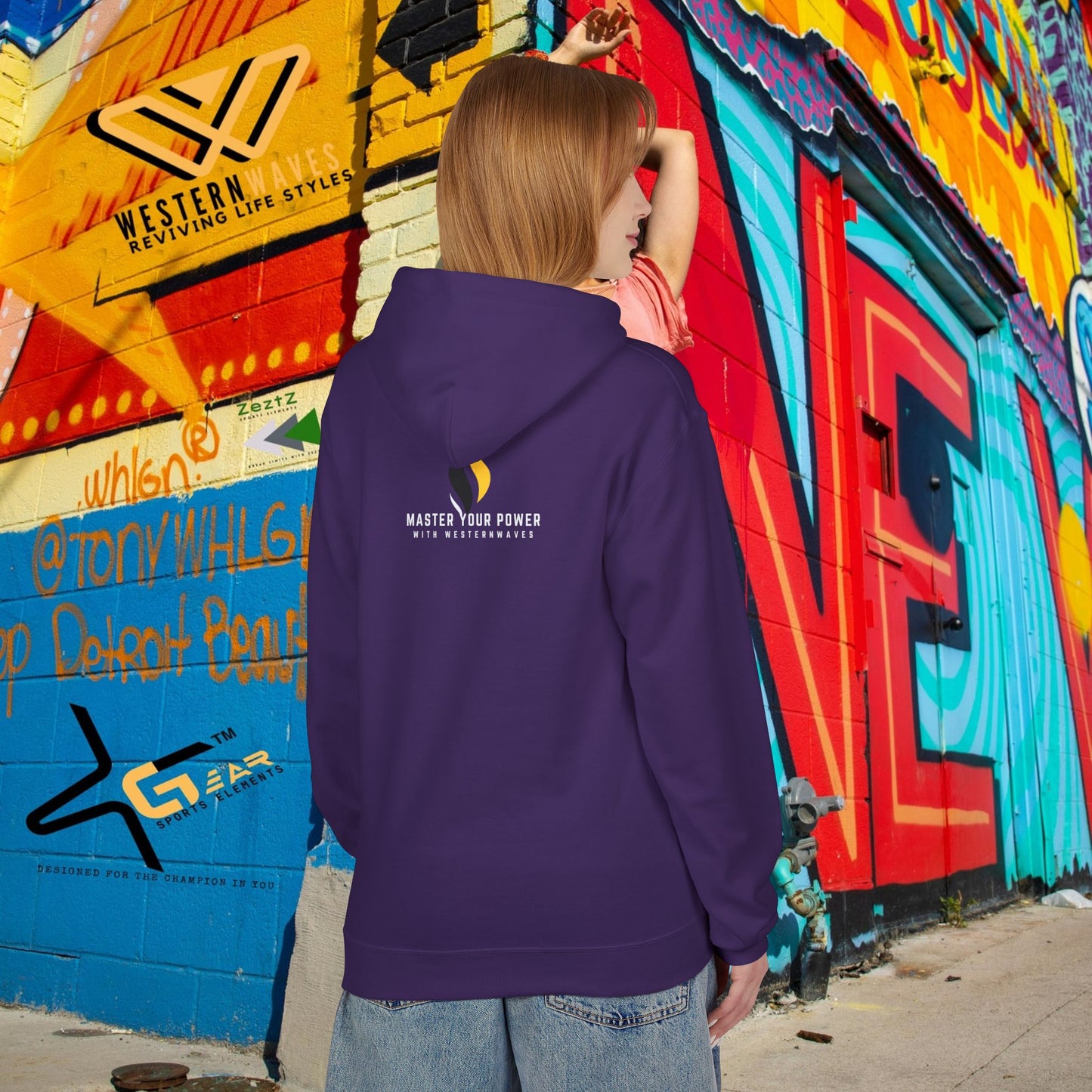 Unisex Midweight Softstyle Fleece Hoodie_ N3+ Series USMWSSFH PT2WW002_ Limited Edition Luxuriously Soft 100% Cotton Face by WesternWaves: