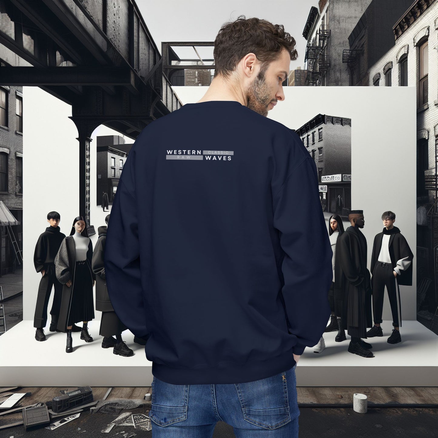 Urban Nomad Fleece Crewneck Sweatshirt_ UWD 0027_ | Cozy Streetwear Style, Perfect for Travel, Gifts, Fall & Winter Layers, Graphic Pullover