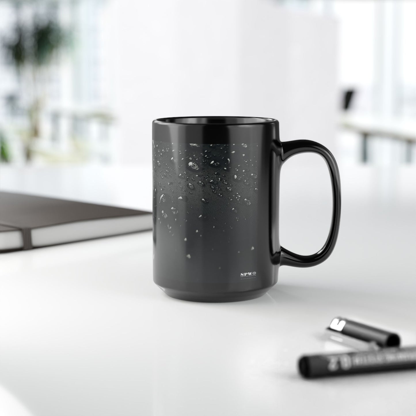 Black Mug (11oz, 15oz) _N2+ Series CBM PT2WW001_ Limited Edition Black Ceramic Mug, Where Style Meets Functionality by WesternWaves: