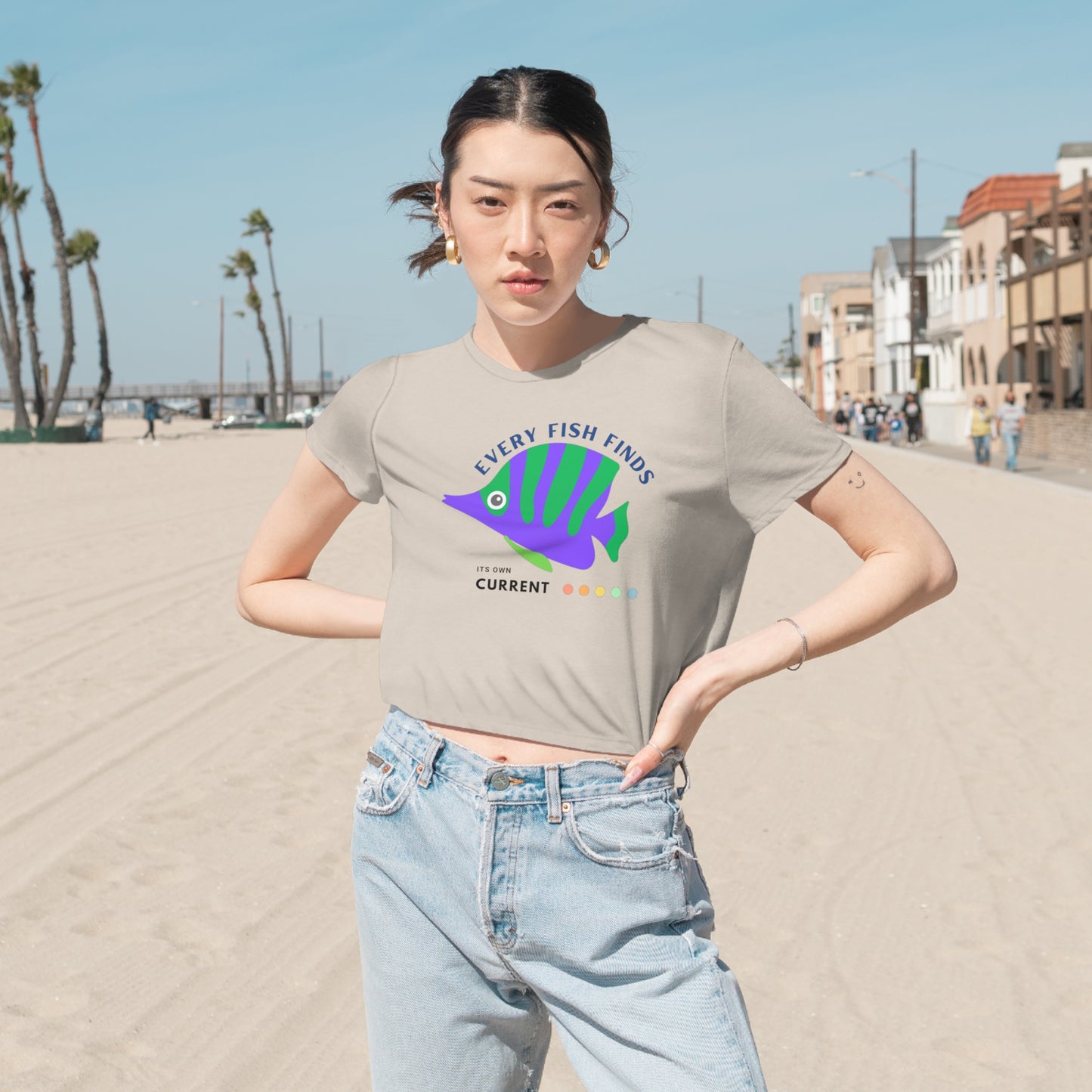 Women's Flowy Cropped Tee_ N+ Series WFCT PT2WW001_ Chic Comfort Tee by Bella + Canvas_ Limited Edition by WesternWaves: