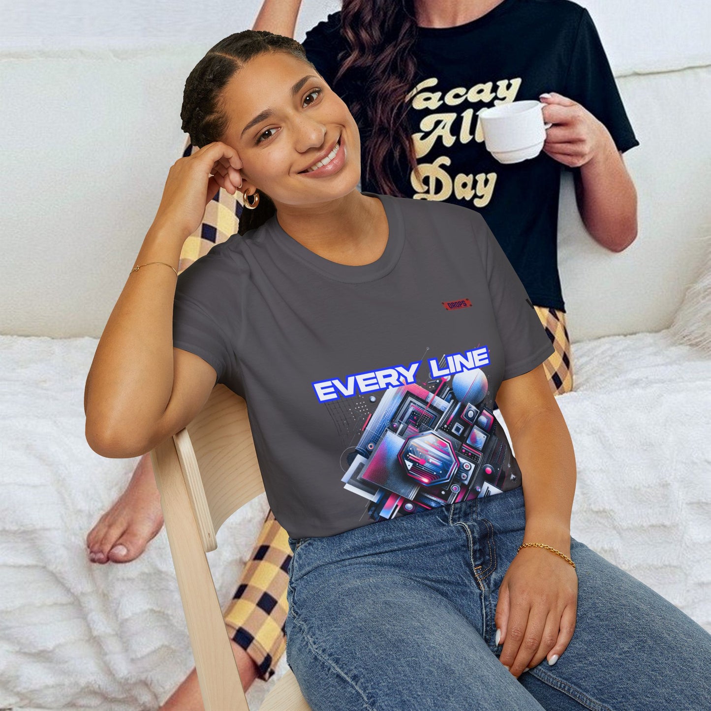 Every Line Graphic Unisex Softstyle T-Shirt | Retro Art Tee, Casual Wear, Gift for Art Lovers, Streetwear, Everyday Style
