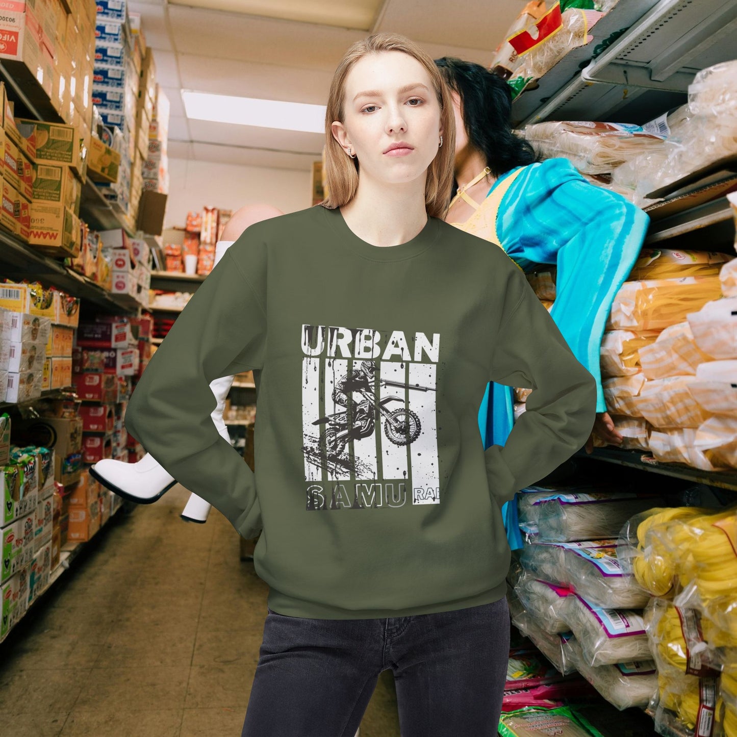 Unisex Midweight Softstyle Fleece Crewneck Sweatshirt_ N2+ Series USMWSSFCNSS PT2WW009_ Limited Edition Stylish Eco-conscious Raw Classic by WesternWaves: