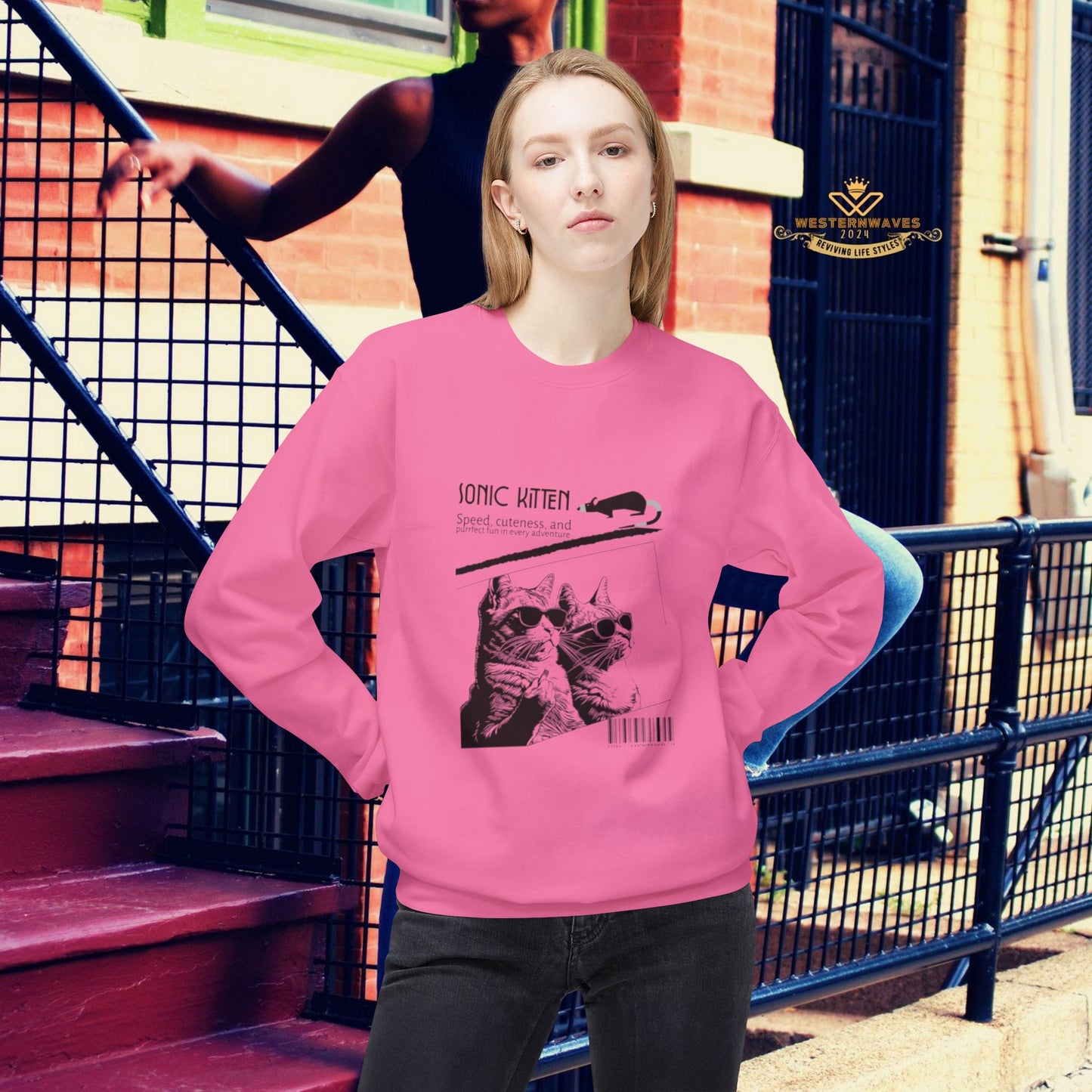 Unisex Midweight Fleece Crewneck Sweatshirt_ N3+ Series UXMWFCS PT2WW015_ WesternWaves Signature Limited Edition: