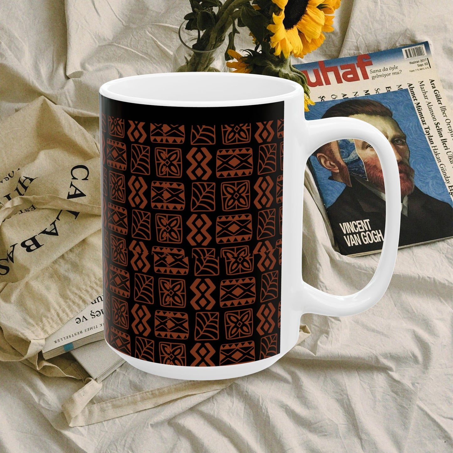 Ceramic Mug 11oz & 15oz_ N7* Series CMUG11OZ&15OZ PT2WW001_ Limited Edition Tribal Pattern Coffee Mug by WestenWaves: