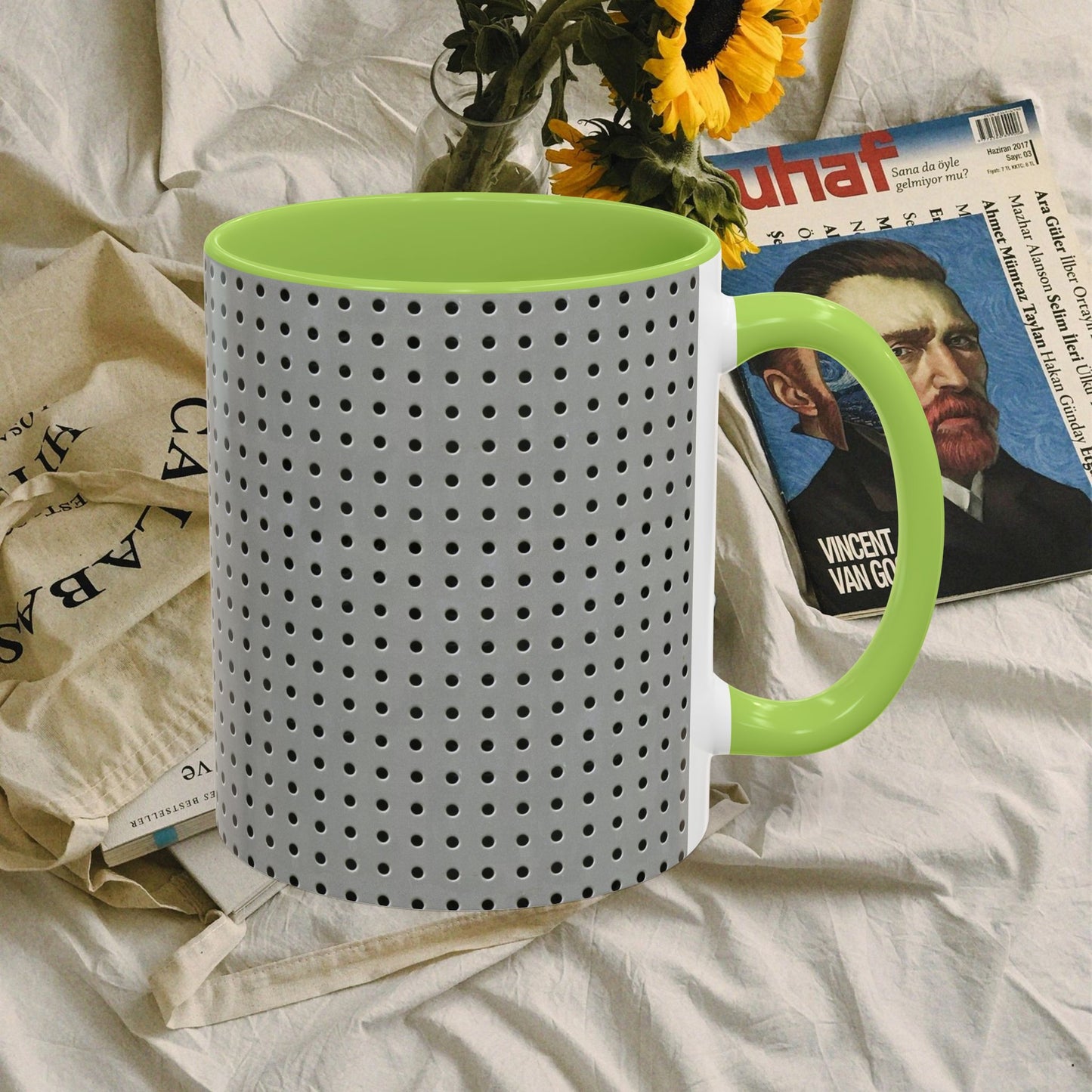 Two Tone Accent Coffee Mug 11oz_ N7+ Series ACMUG11OZ PT2WW001_ Limited Edition Stylish Perforated Design by WesternWaves:
