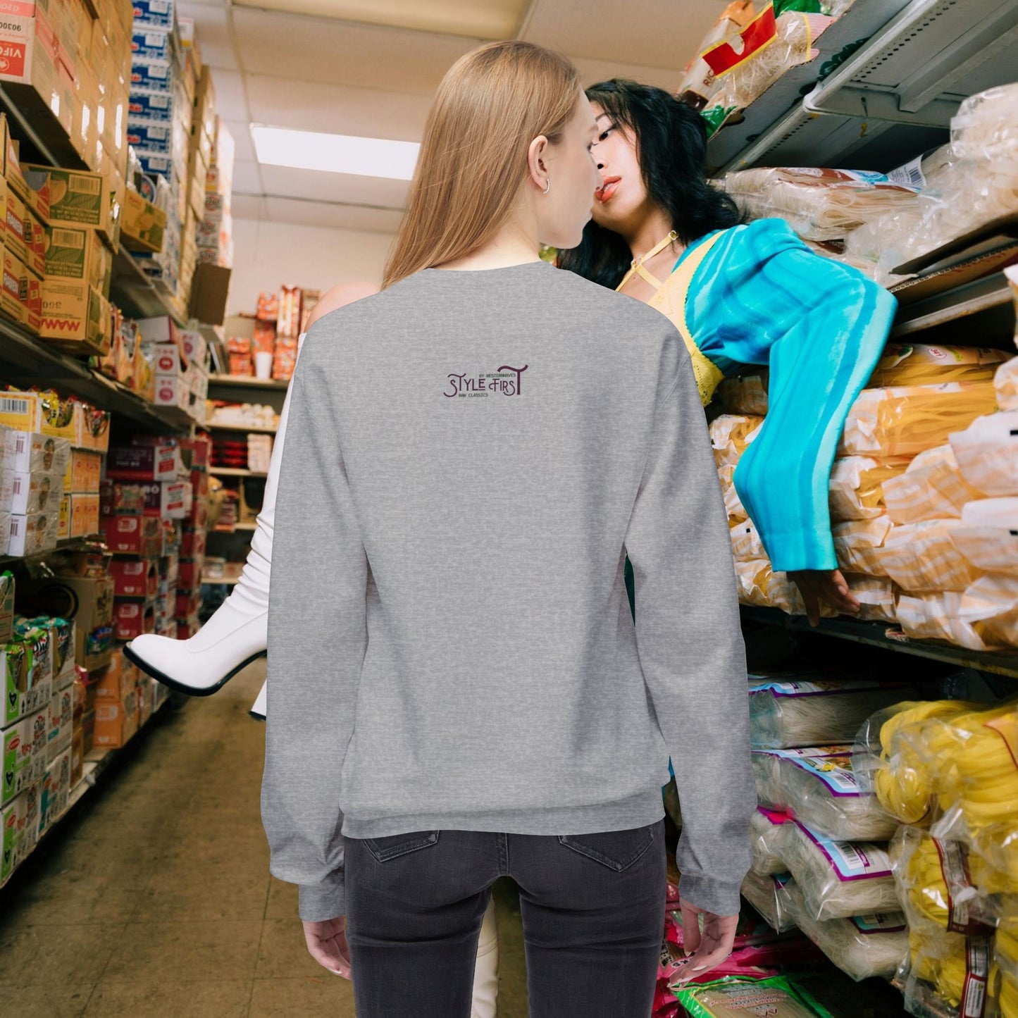 Unisex Midweight Softstyle Fleece Crewneck Sweatshirt_ N2+ Series USMWSSFCNSS PT2WW010_ Limited Edition Stylish Eco-conscious Raw Classic by WesternWaves: