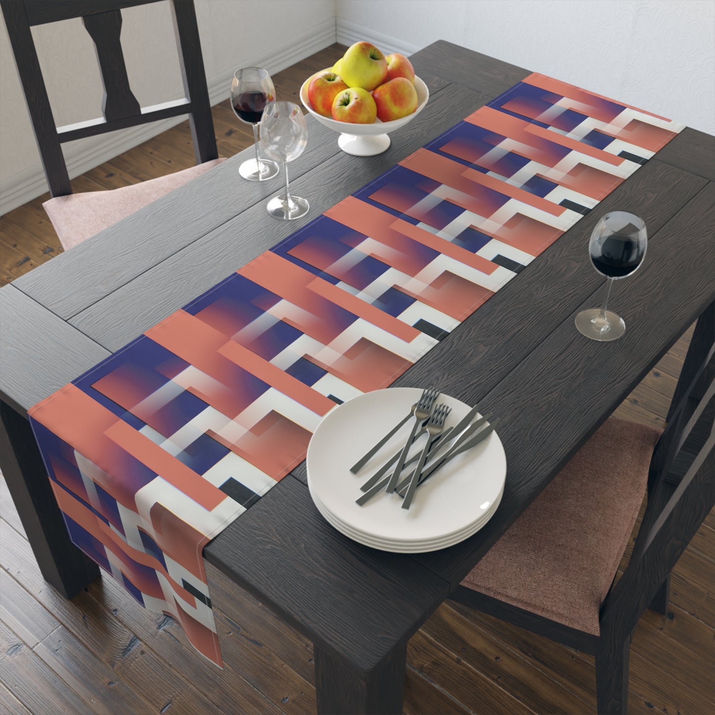 Table Runner (Cotton, Poly)_ Modern Abstract Table Runner for Stylish Dining_ N7+ Series TRUNNER PT2WW004_ Limited Edition by WesternWaves_