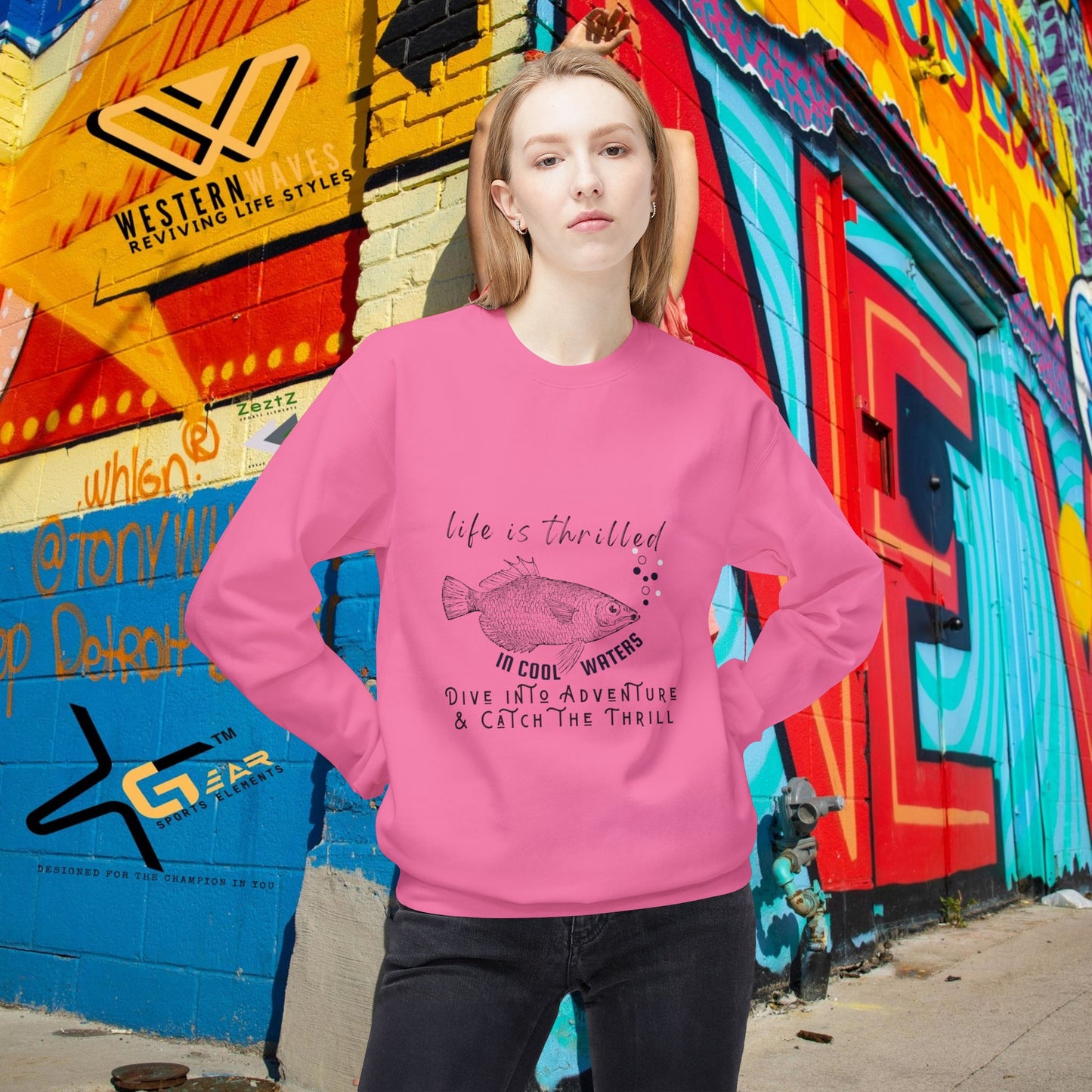 Unisex Midweight Softstyle Fleece Crewneck Sweatshirt_ N3+ Series USMWSSFCNSS PT2WW007_ Limited Edition Stylish Eco-conscious Raw Classic by WesternWaves: