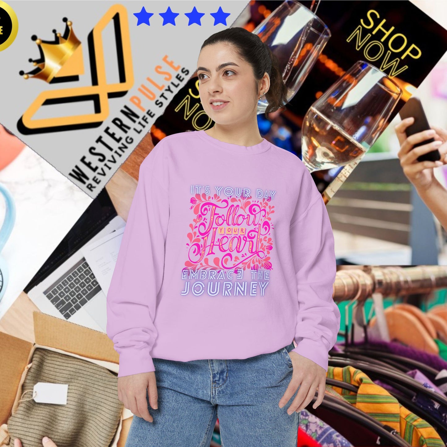 Unisex Garment-Dyed Sweatshirt_ N3+ Series UGDSS PT2WW001_ WesternWaves Limited Edition: