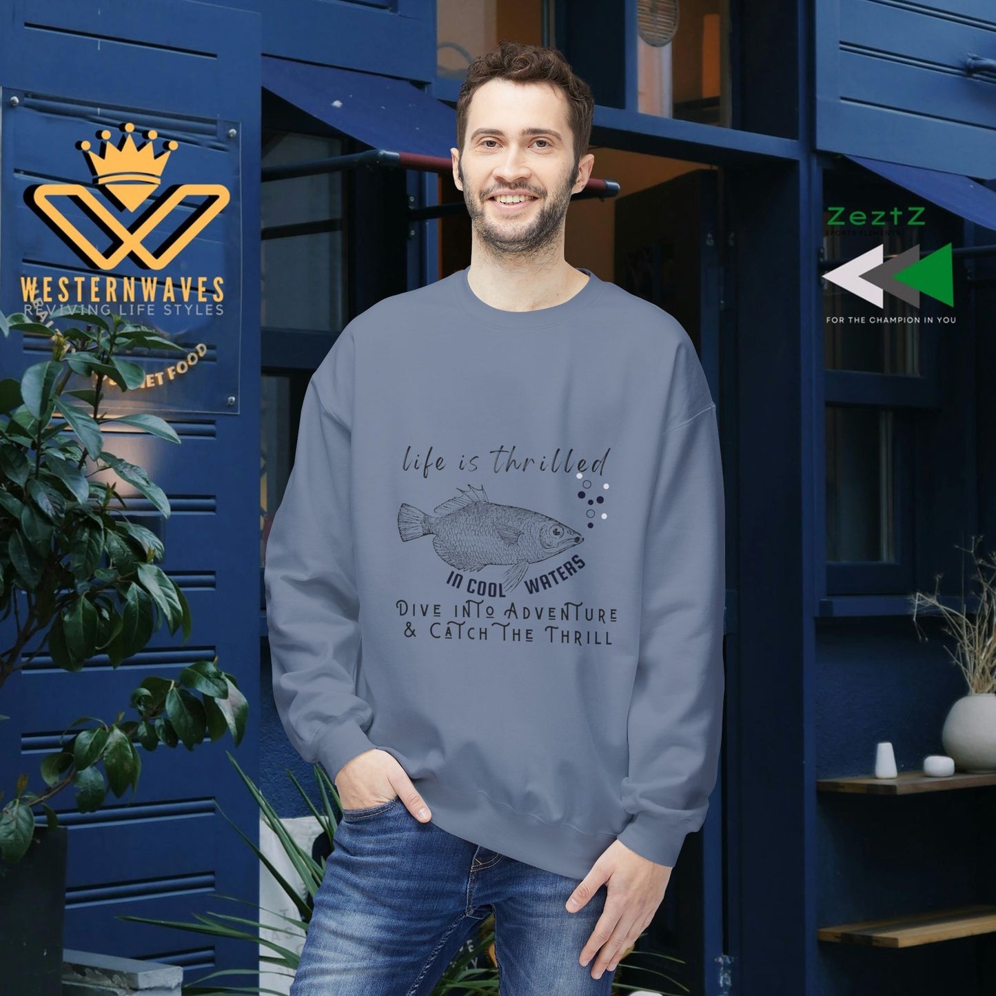 Unisex Midweight Softstyle Fleece Crewneck Sweatshirt_ N3+ Series USMWSSFCNSS PT2WW007_ Limited Edition Stylish Eco-conscious Raw Classic by WesternWaves: