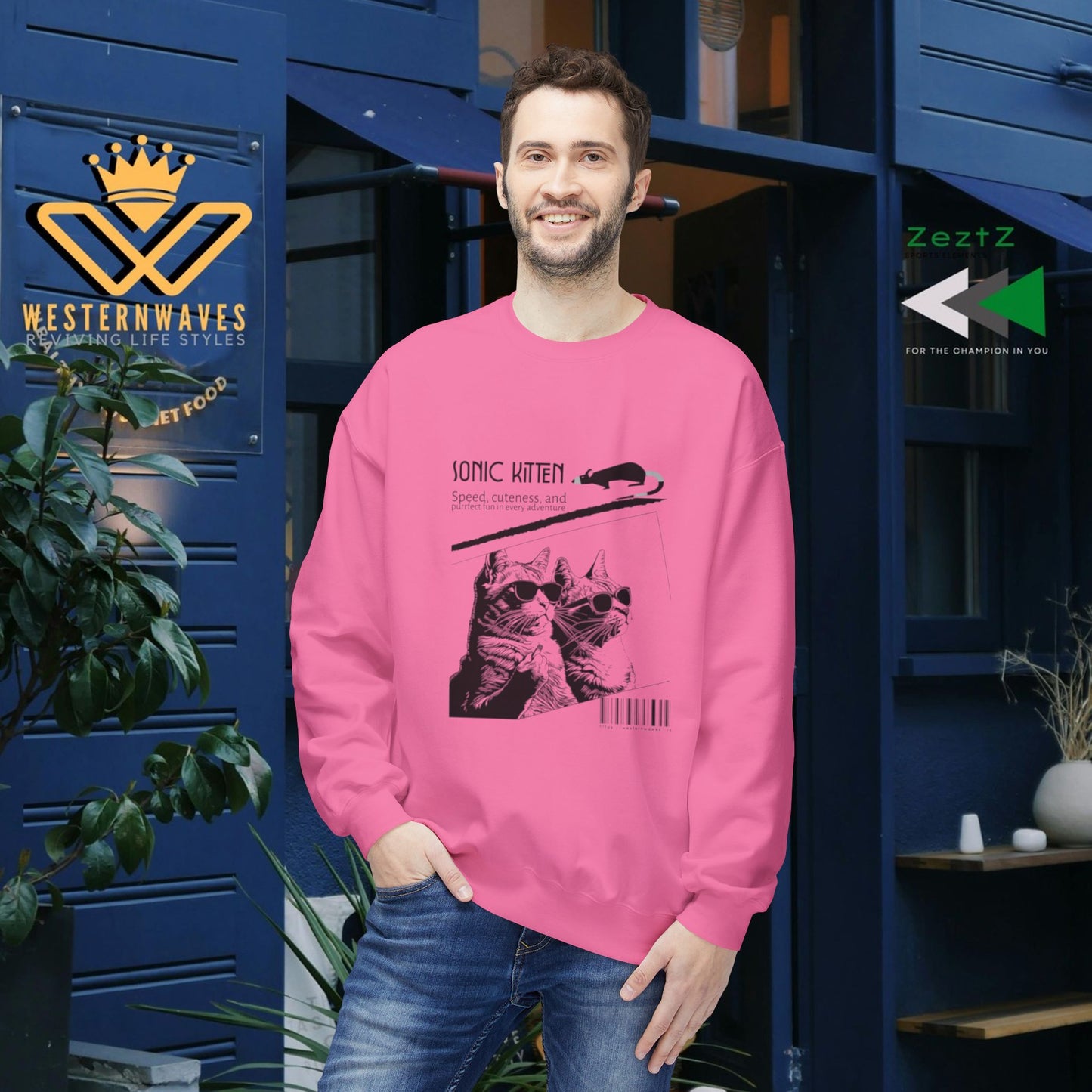 Unisex Midweight Fleece Crewneck Sweatshirt_ N3+ Series UXMWFCS PT2WW015_ WesternWaves Signature Limited Edition:
