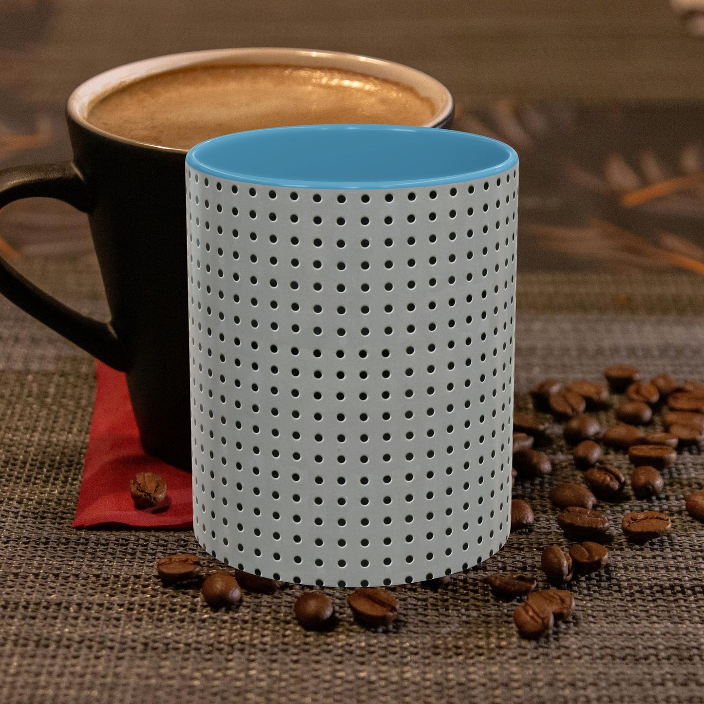 Two Tone Accent Coffee Mug 11oz_ N7+ Series ACMUG11OZ PT2WW001_ Limited Edition Stylish Perforated Design by WesternWaves: