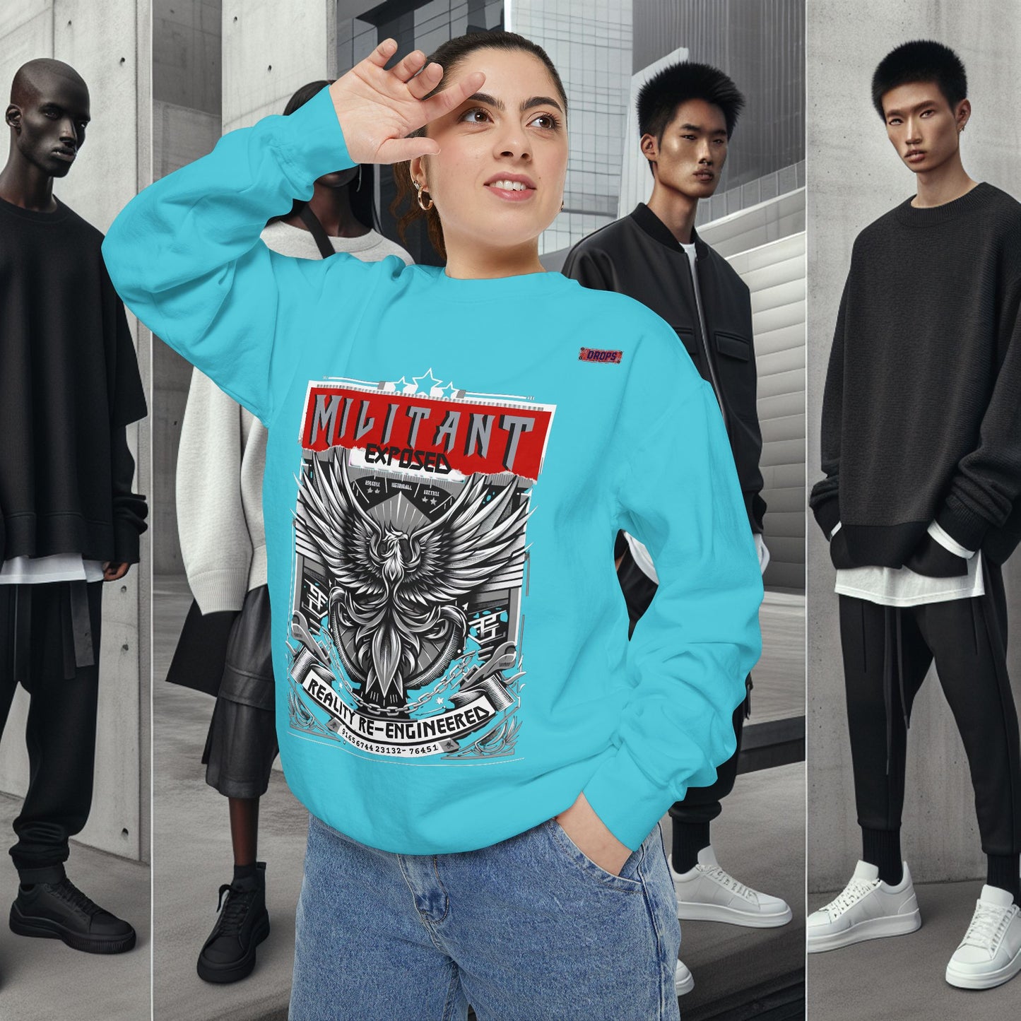 Unisex Garment-Dyed Sweatshirt_ N8+ Series SPW USMWSSFCNSS PT2WW001_ Limited Edition by WesternWaves: