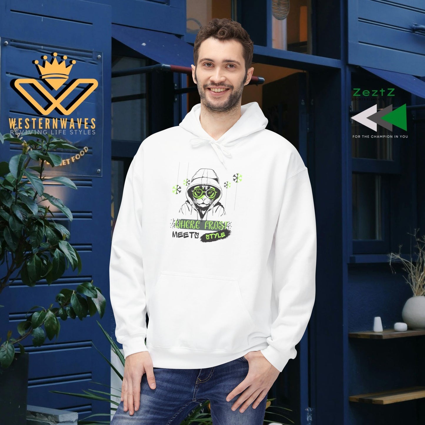 Unisex Midweight Softstyle Fleece Hoodie_ N3+ Series USMWSSFH PT2WW001_ Limited Edition Luxuriously Soft 100% Cotton Face by WesternWaves: