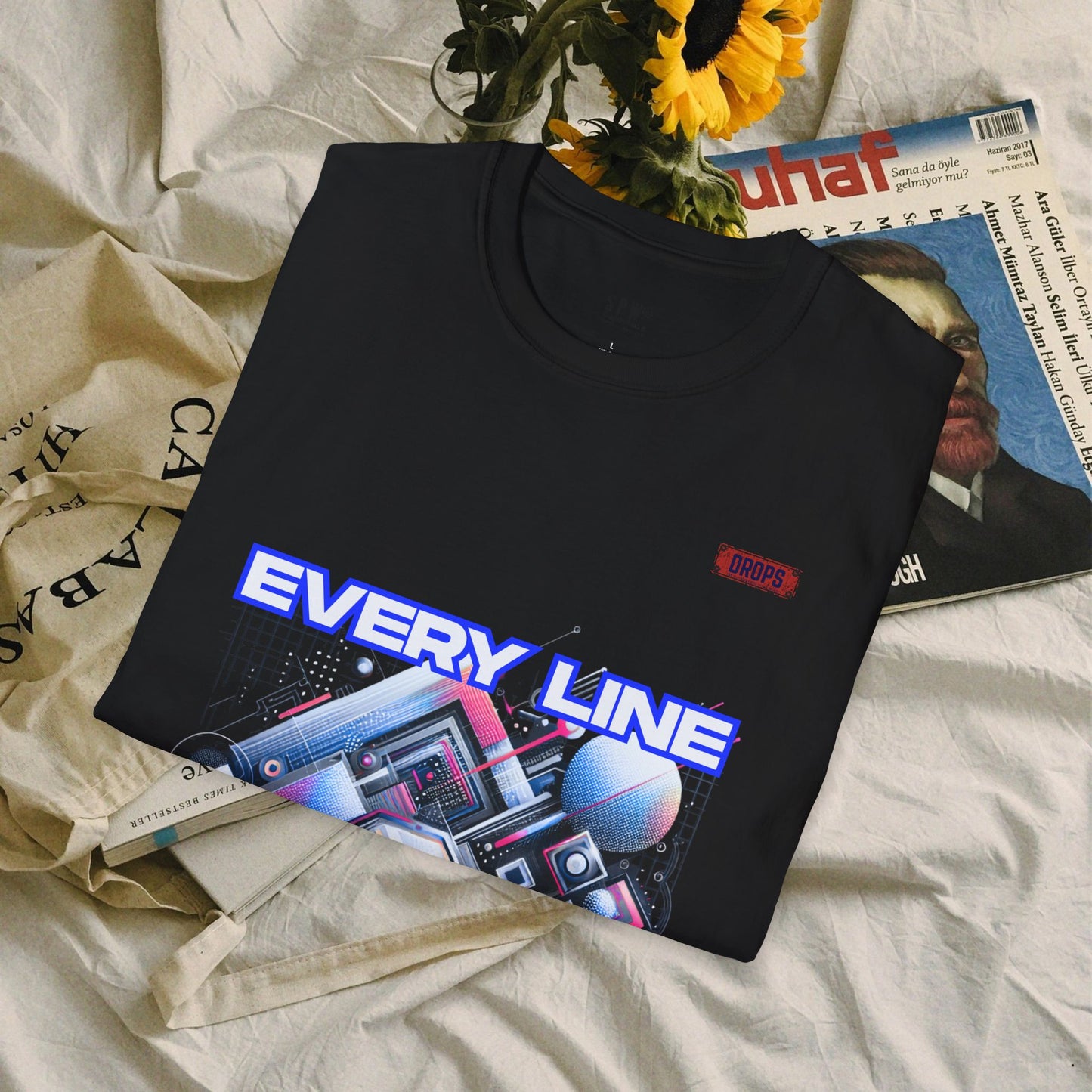 Every Line Graphic Unisex Softstyle T-Shirt | Retro Art Tee, Casual Wear, Gift for Art Lovers, Streetwear, Everyday Style