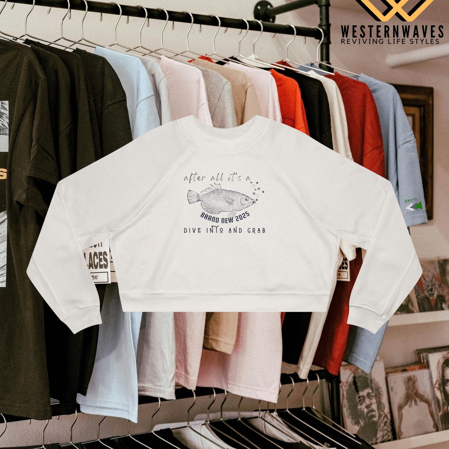 Women's Cropped Fleece Pullover_ N3+ Series WCFPOH PT2WW001_ Limited Edition High-quality Composition Product by WesternWaves: