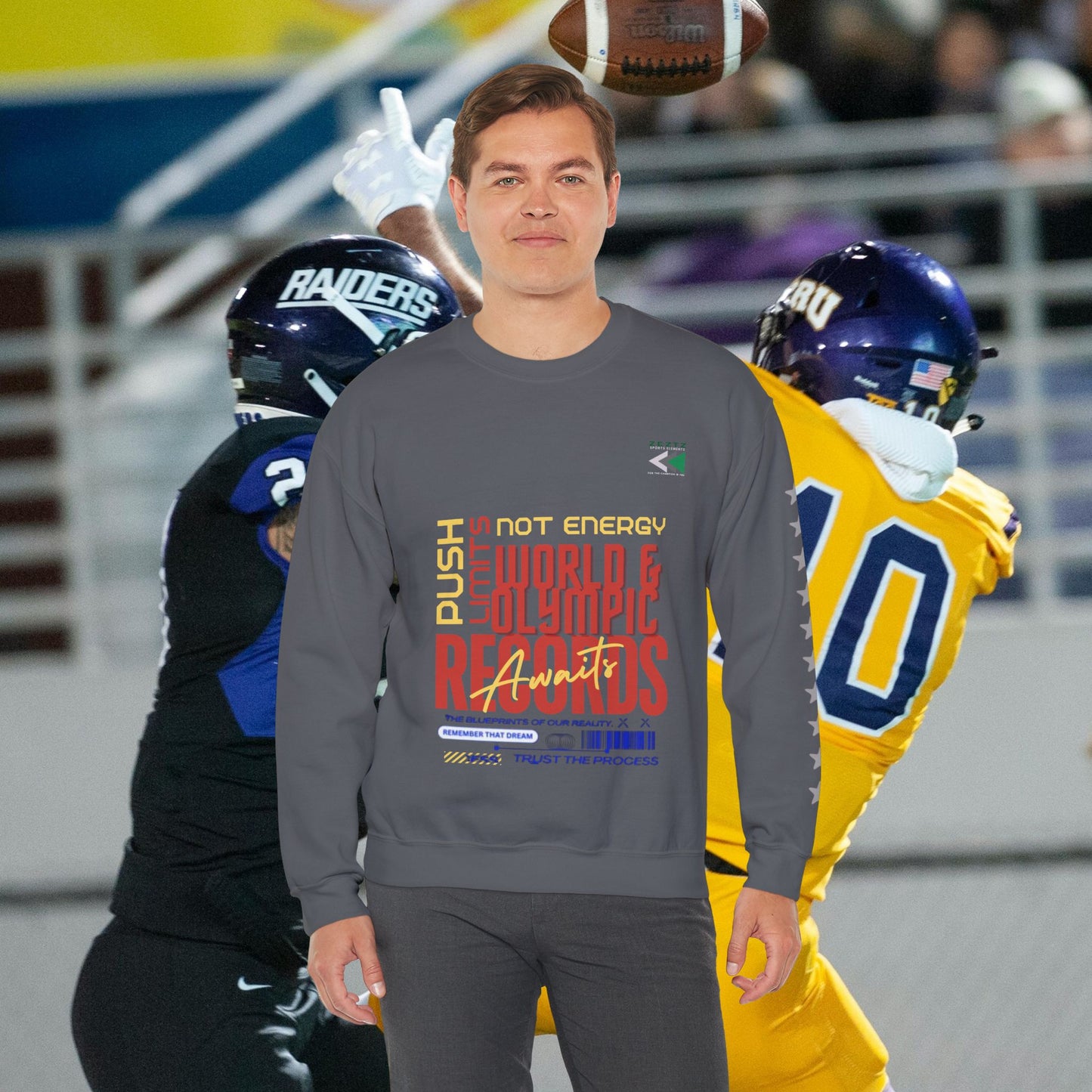 Unisex Heavy Blend™ Crewneck Sweatshirt_ N2 Sports Series UHBCSS PT2WW006_ Limited Edition ‘Zeztz’ Brand Sports Elements by WesternWaves:
