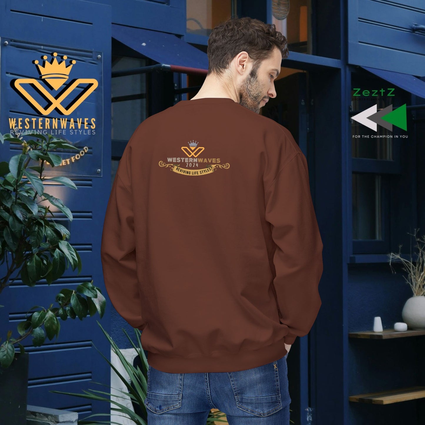 Unisex Midweight Fleece Crewneck Sweatshirt_ N3+ Series UXMWFCS PT2WW015_ WesternWaves Signature Limited Edition: