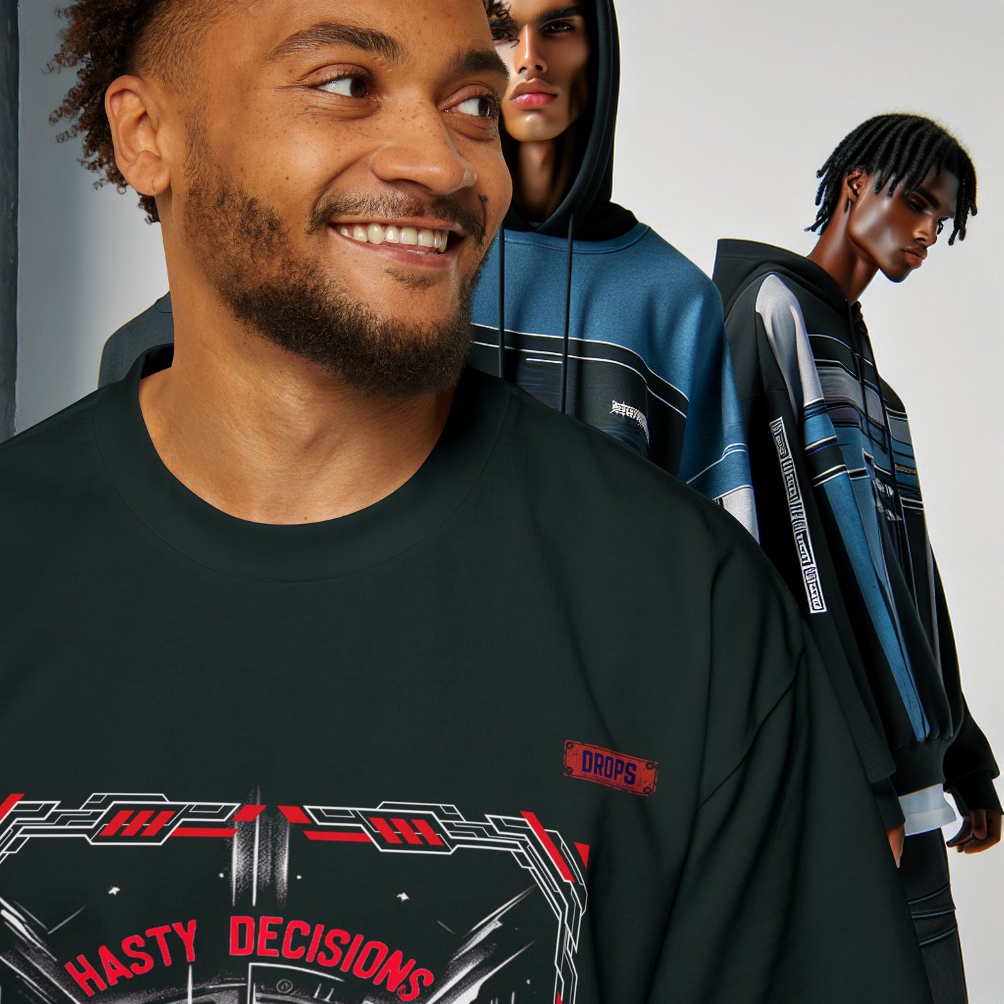 Men's Oversized Graphic Tee_ Series N8+ MENSOSGTEE PT2WW001_ Series SHD 008_ Limited Edition Unique Casual Wear by WesternWaves: