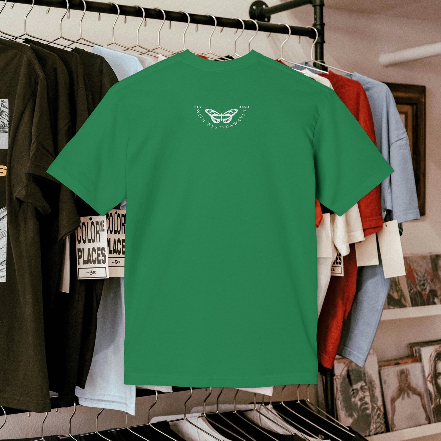 Unisex Midweight T-shirt, Made in USA_ N+ Series UMTS PT2WW007_ Limited Edition Design by WesternWaves: