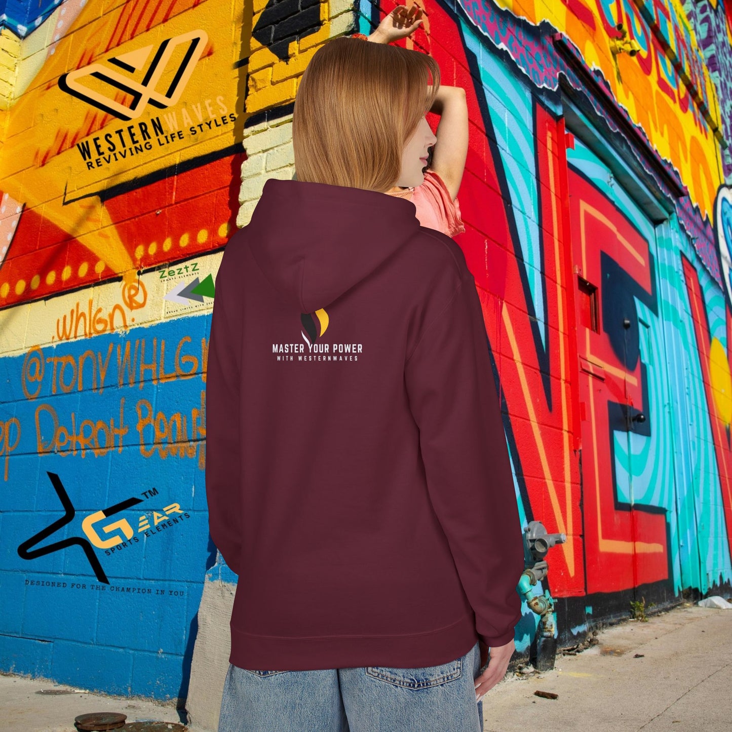 Unisex Midweight Softstyle Fleece Hoodie_ N3+ Series USMWSSFH PT2WW002_ Limited Edition Luxuriously Soft 100% Cotton Face by WesternWaves: