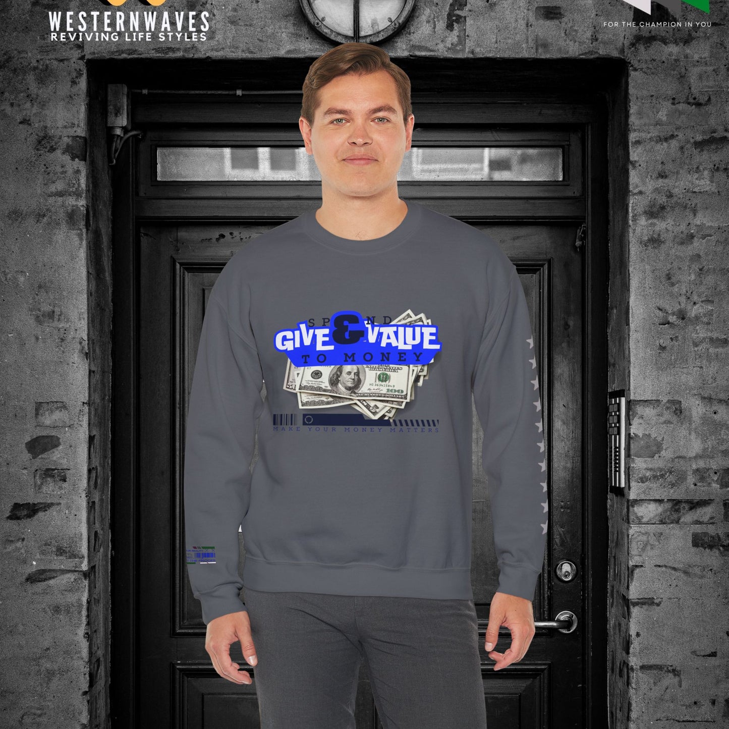 Unisex Heavy Blend™ Crewneck Sweatshirt_ N3+ Series UHBCSS PT2WW036_ Limited Edition Pure Luxury By WesternWaves: