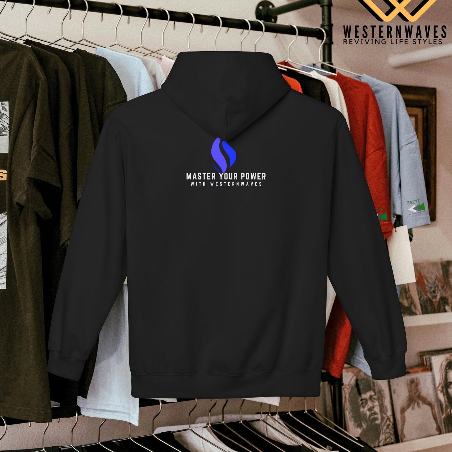 Unisex Midweight Softstyle Fleece Hoodie_ N3+ Series USMWSSFH PT2WW004_ Limited Edition Luxuriously Soft 100% Cotton Face by WesternWaves: