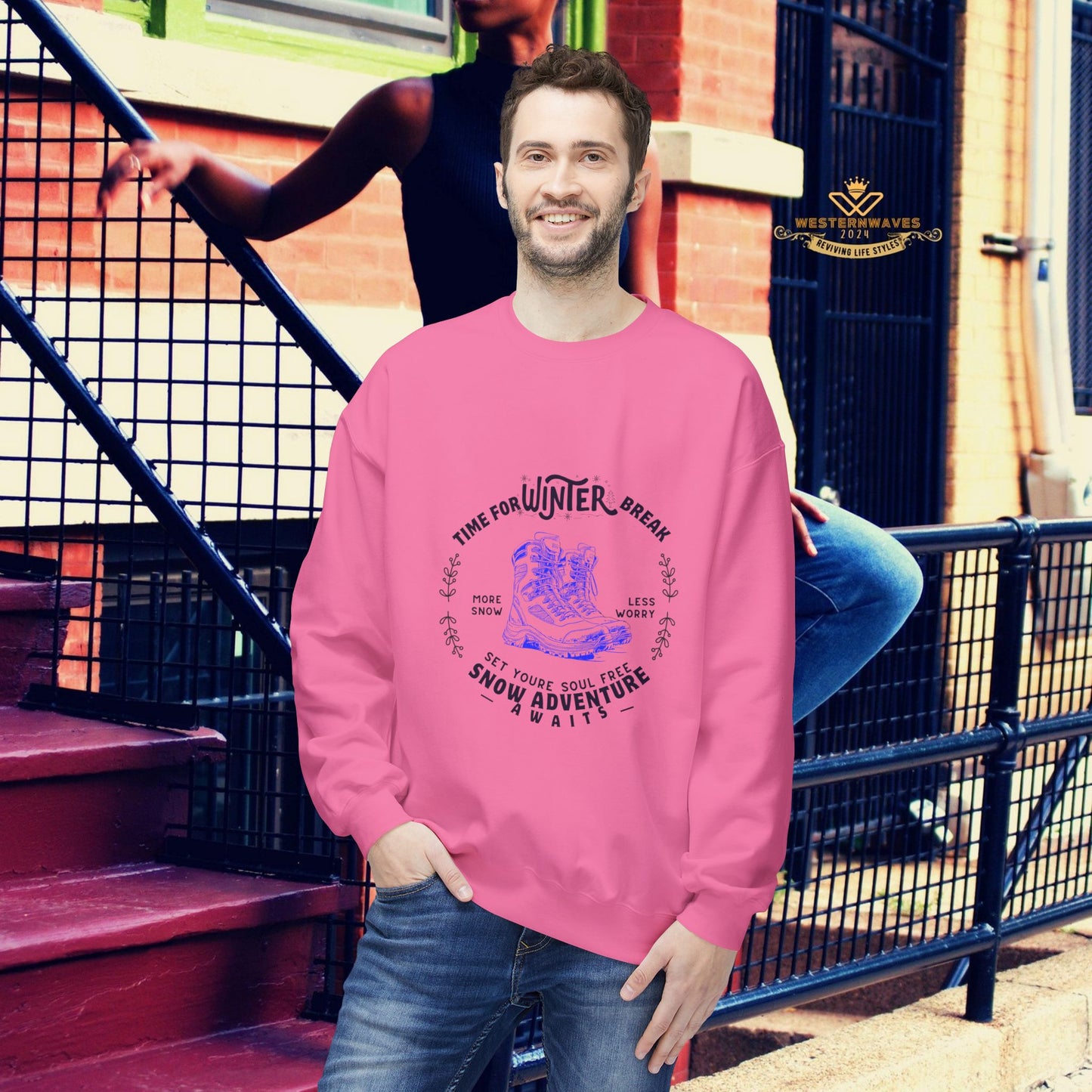 Unisex Midweight Softstyle Fleece Crewneck Sweatshirt_ N3+ Series USMWSSFCNSS PT2WW002_ Limited Edition Stylish Eco-conscious Raw Classic by WesternWaves: