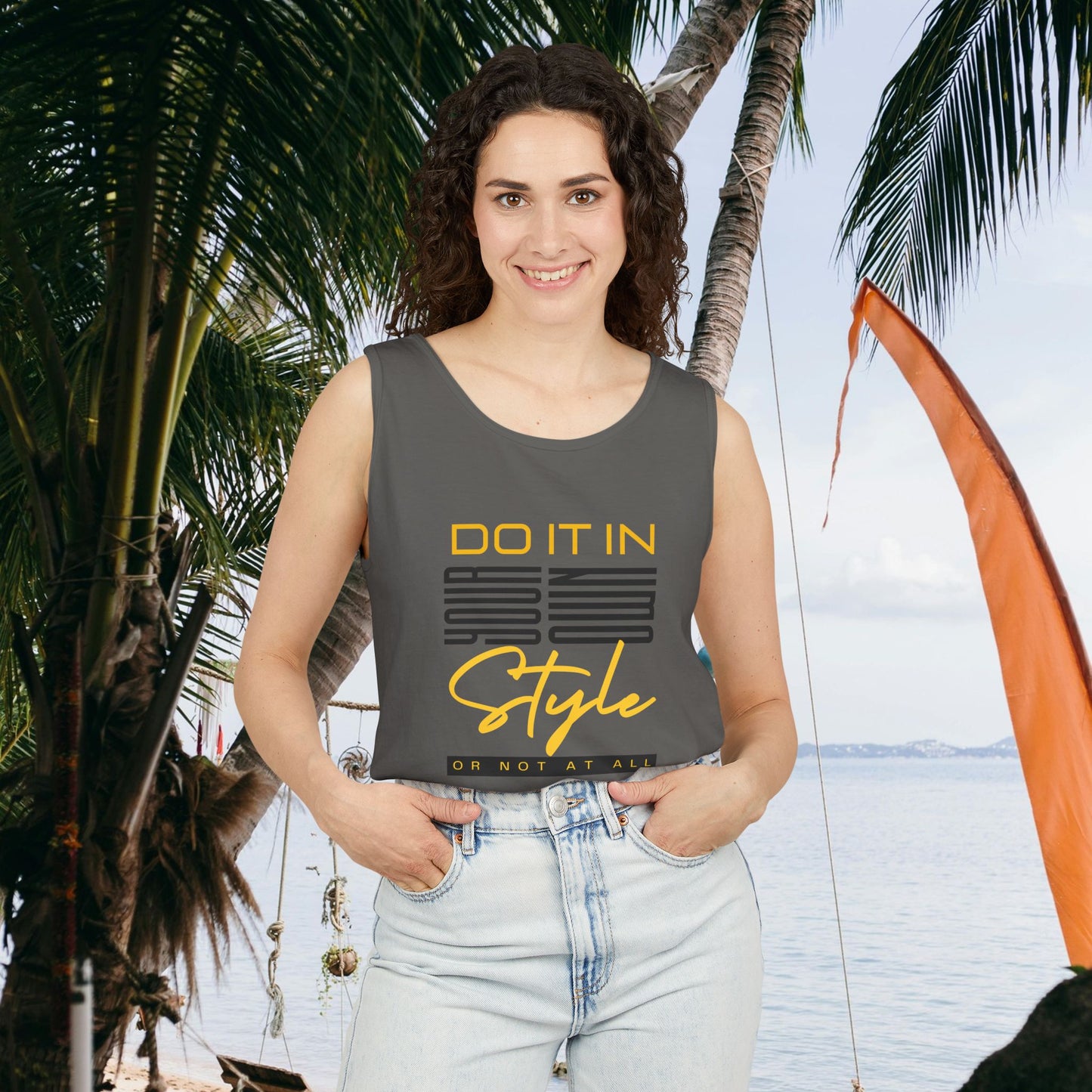 Unisex Garment-Dyed Tank Top_ N2+ Series USGDTT PT2WW015_ Limited Edition Comfort & Style by WesternWaves: