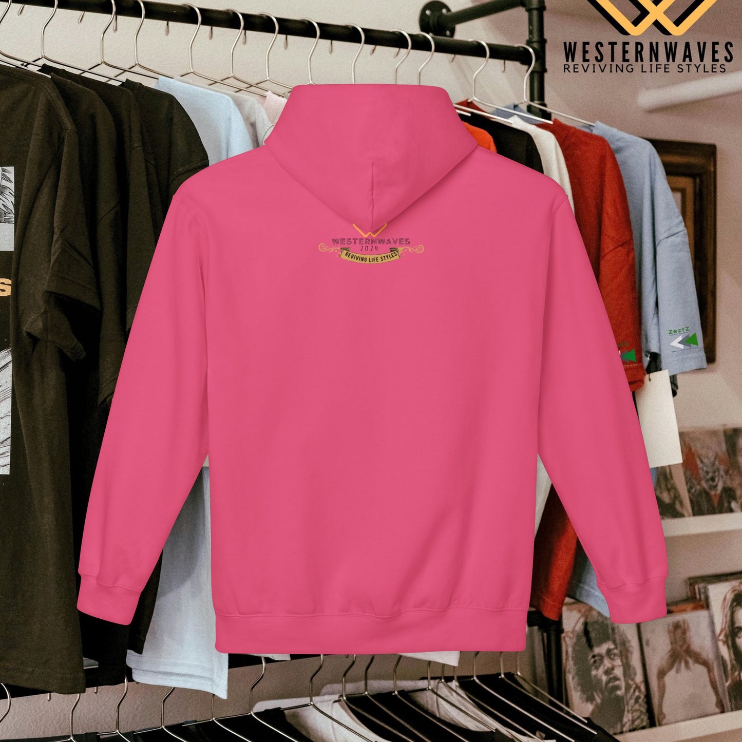 Unisex Midweight Softstyle Fleece Hoodie_ N3+ Series USMWSSFH PT2WW008_ Limited Edition Luxuriously Soft 100% Cotton Face by WesternWaves: