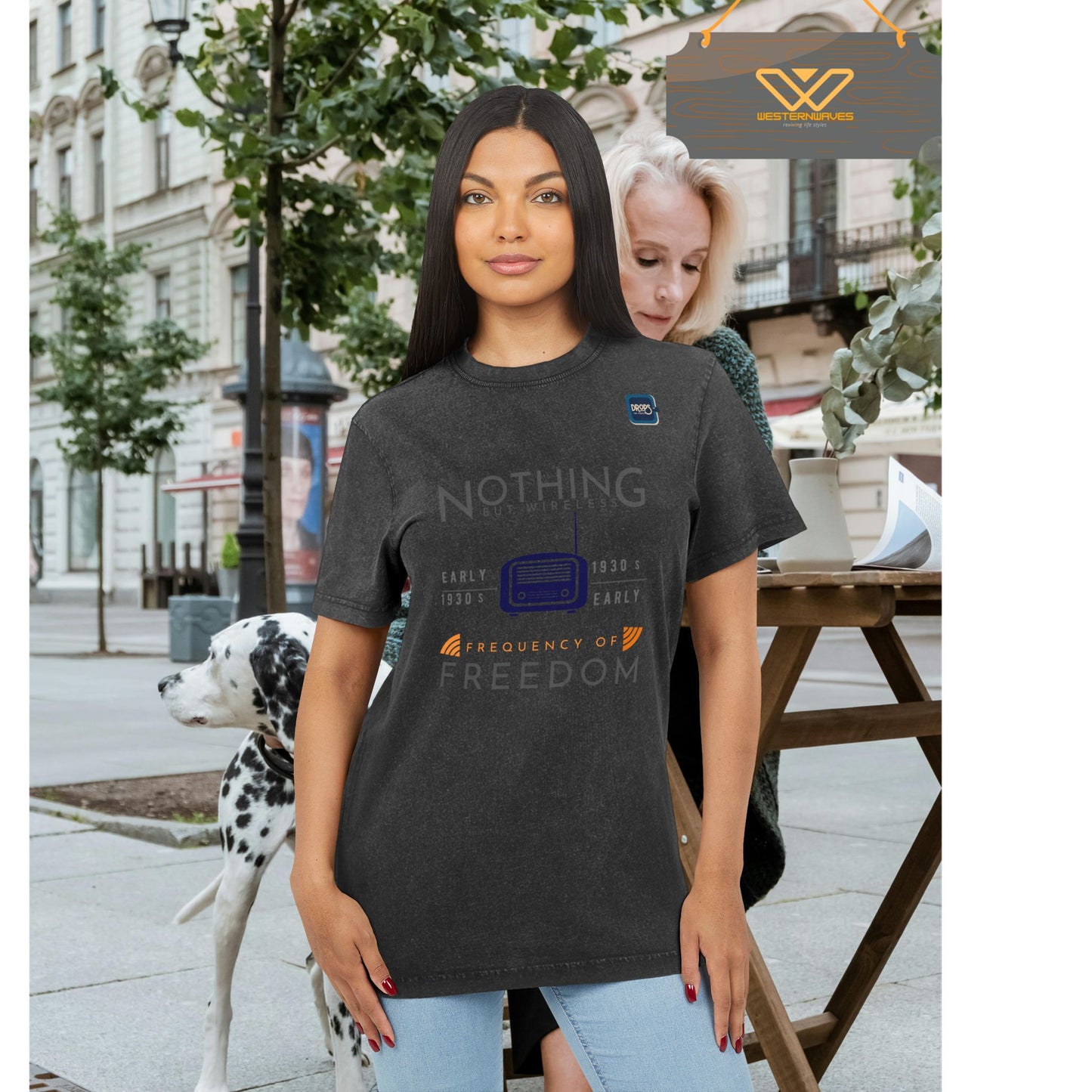 Unisex Vintage Acid Washed Freedom Tee – N6+ Series VAWFTEE PT2WW001_ Limited Edition by WesternWaves_
