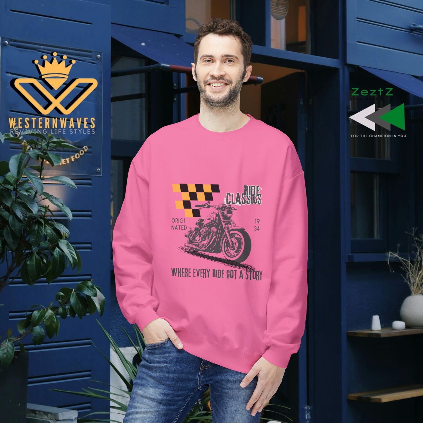 Unisex Midweight Softstyle Fleece Crewneck Sweatshirt_ N3+ Series USMWSSFCNSS PT2WW003_ Limited Edition Stylish Eco-conscious Raw Classic by WesternWaves: