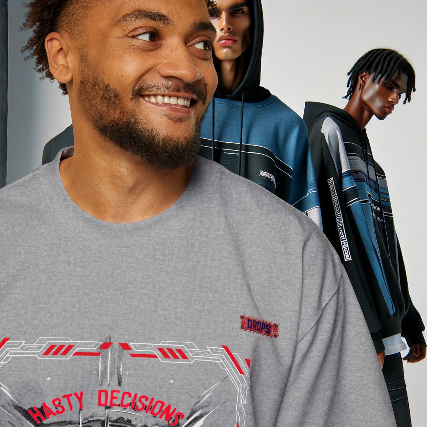 Men's Oversized Graphic Tee_ Series N8+ MENSOSGTEE PT2WW001_ Series SHD 008_ Limited Edition Unique Casual Wear by WesternWaves: