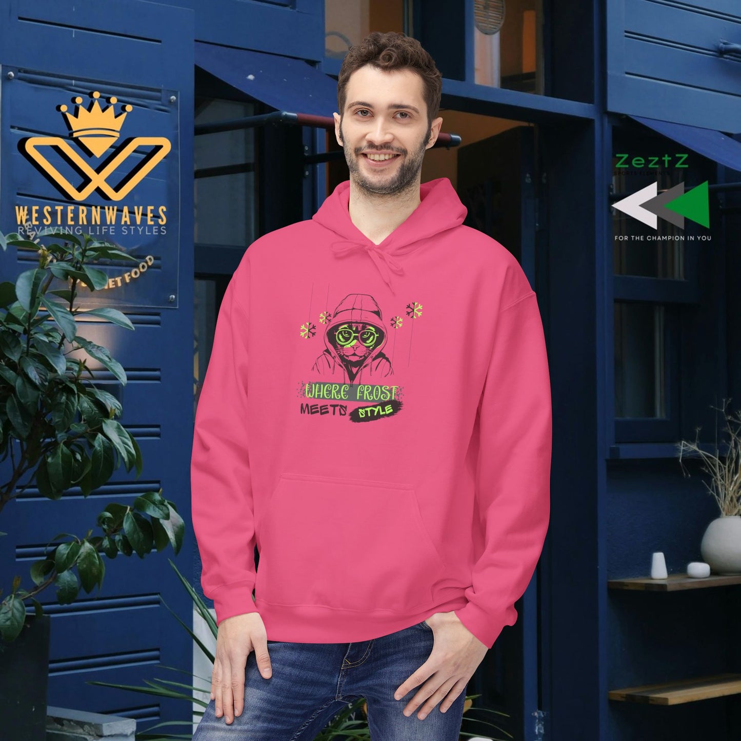 Unisex Midweight Softstyle Fleece Hoodie_ N3+ Series USMWSSFH PT2WW001_ Limited Edition Luxuriously Soft 100% Cotton Face by WesternWaves: