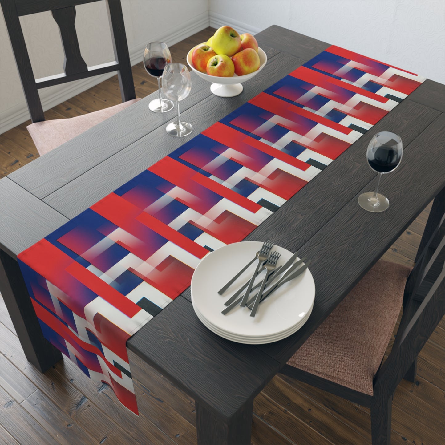 Table Runner (Cotton, Poly)_ Modern Abstract Table Runner for Stylish Dining_ N7+ Series TRUNNER PT2WW004_ Limited Edition by WesternWaves_