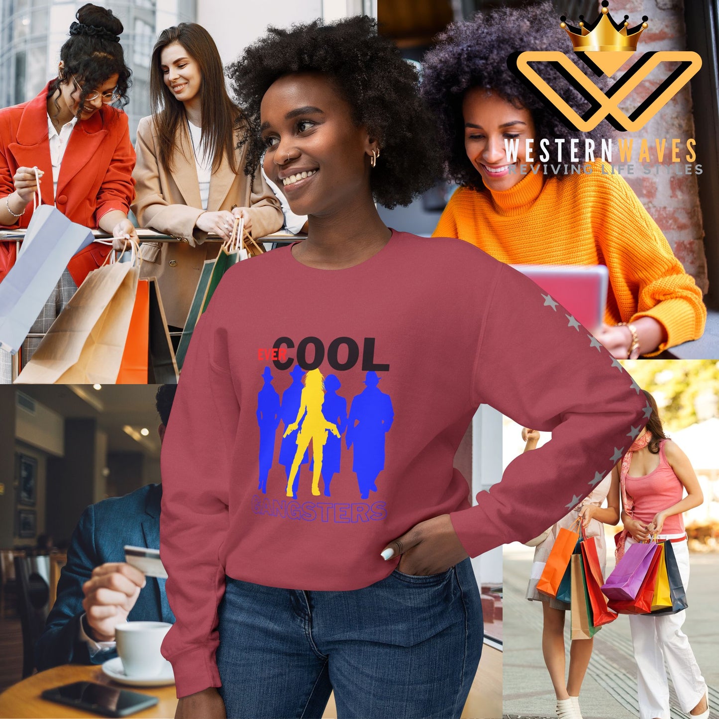 Unisex Lightweight Crewneck Sweatshirt_ N3+ Series ULWCSS PT2WW001_ Limited Edition by WesternWaves: