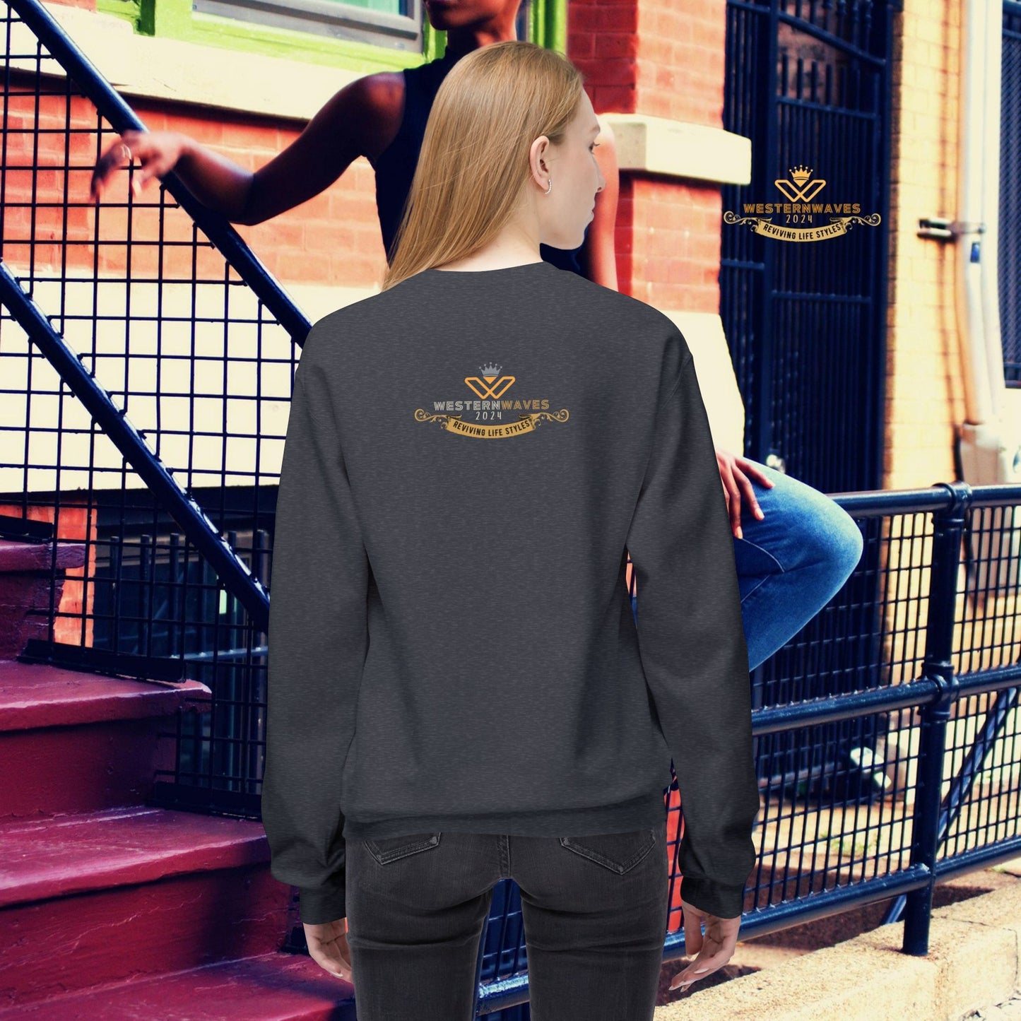 Unisex Midweight Fleece Crewneck Sweatshirt_ N3+ Series UXMWFCS PT2WW015_ WesternWaves Signature Limited Edition: