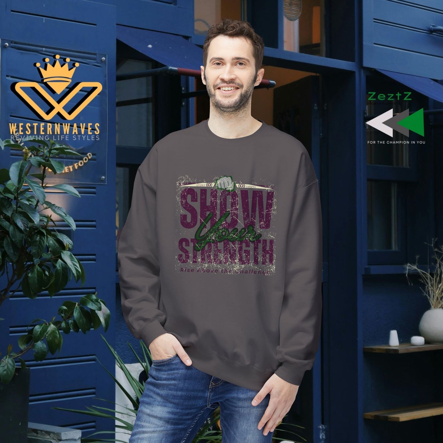 Unisex Midweight Softstyle Fleece Crewneck Sweatshirt_ N2+ Series USMWSSFCNSS PT2WW010_ Limited Edition Stylish Eco-conscious Raw Classic by WesternWaves: