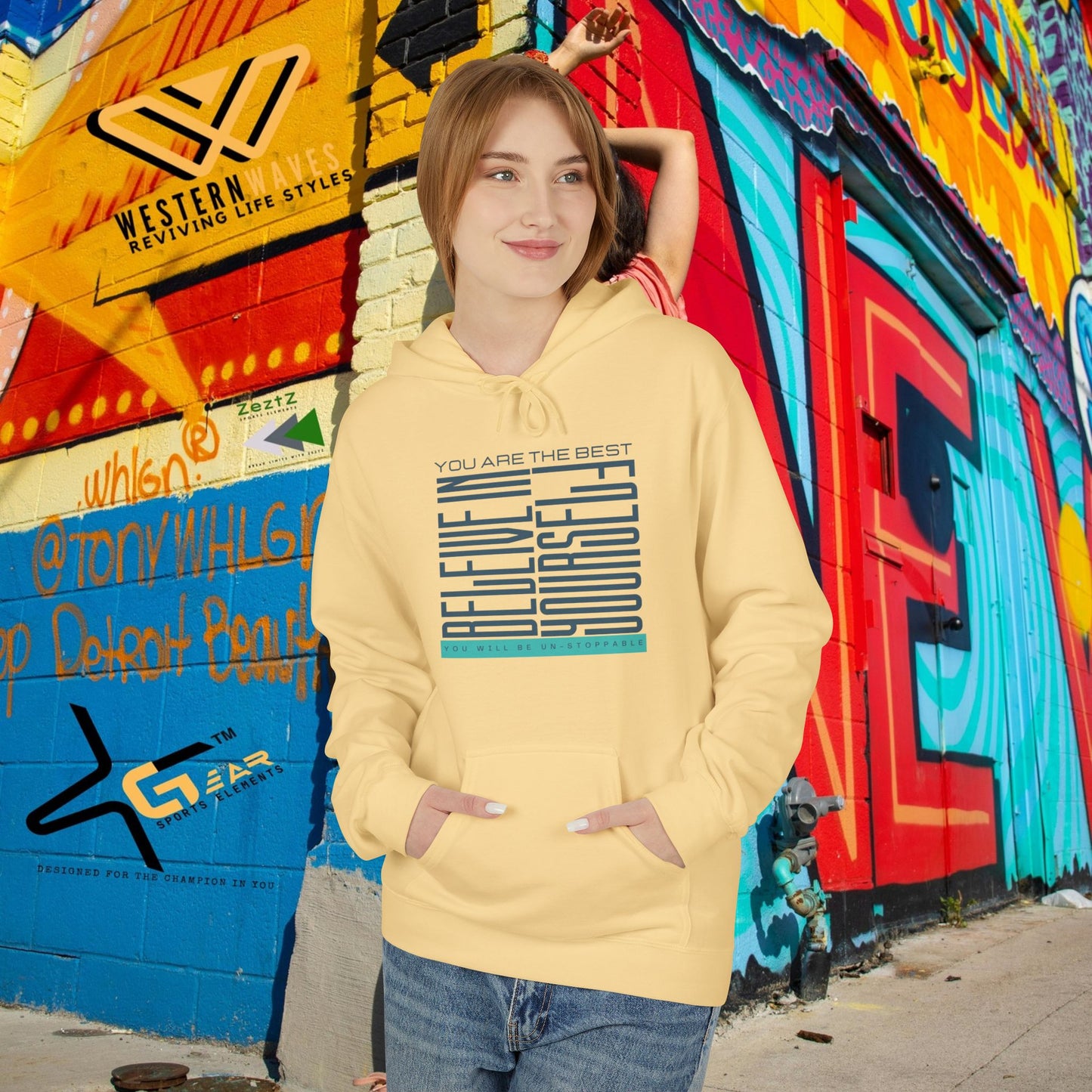 Unisex Midweight Softstyle Fleece Hoodie_ N2+ Series SMWSSFH PT2WW005_Limited Edition Luxuriously Soft 100% Cotton Face by WesternWaves: