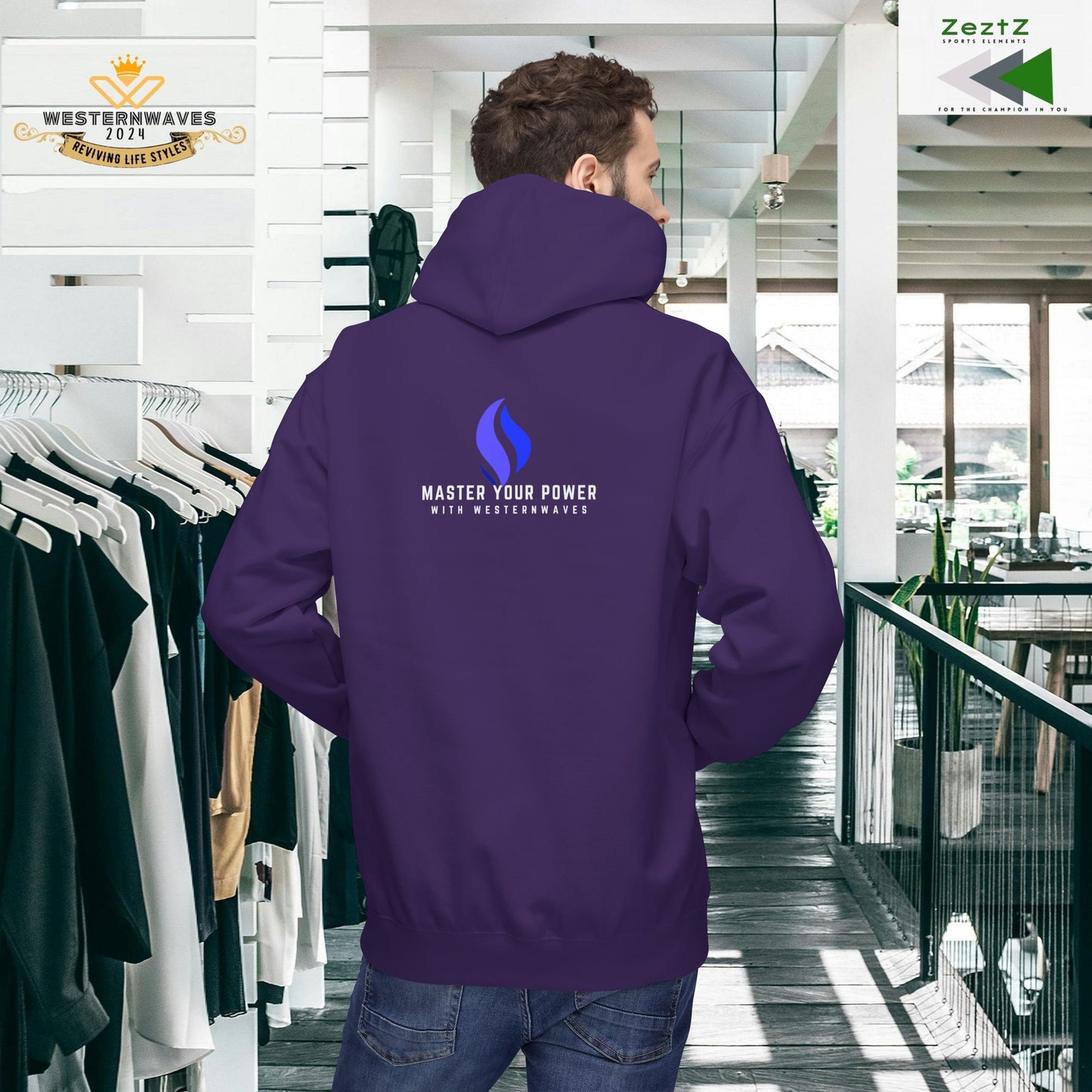 Unisex Midweight Softstyle Fleece Hoodie_ N3+ Series USMWSSFH PT2WW004_ Limited Edition Luxuriously Soft 100% Cotton Face by WesternWaves: