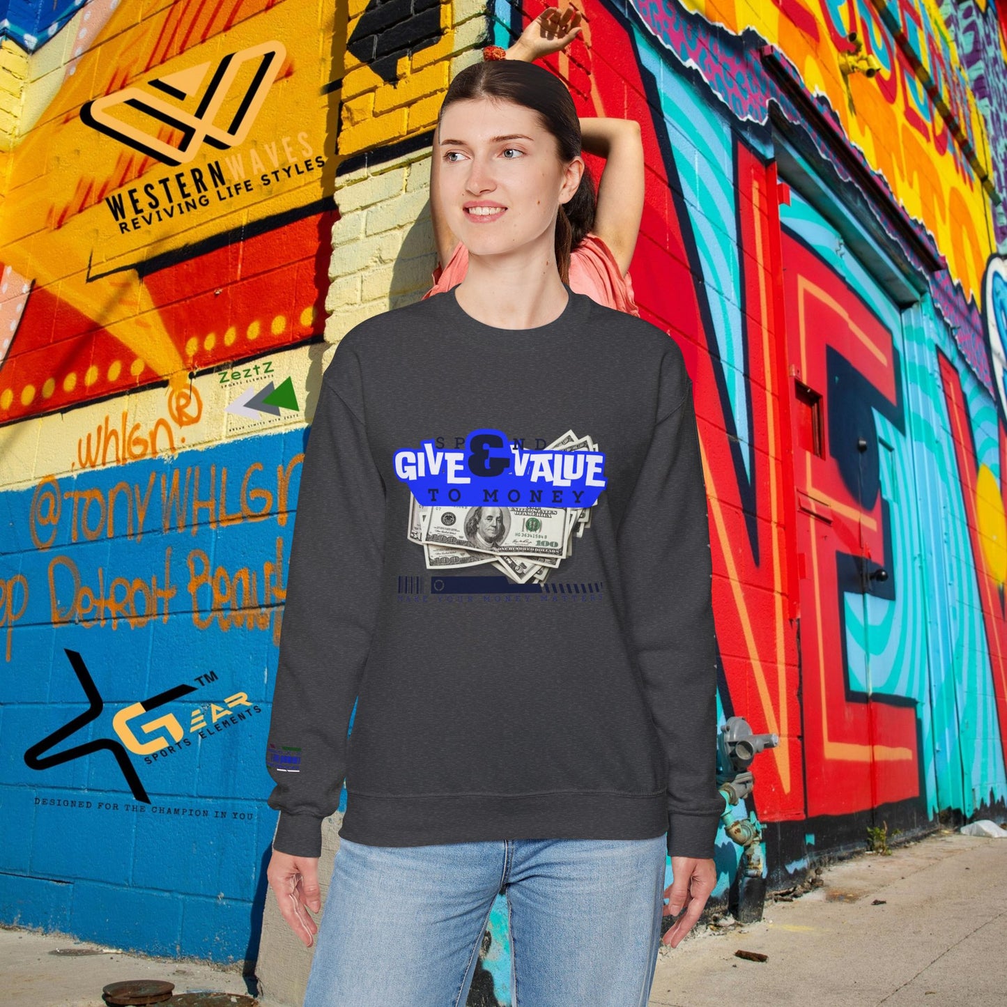 Unisex Heavy Blend™ Crewneck Sweatshirt_ N3+ Series UHBCSS PT2WW036_ Limited Edition Pure Luxury By WesternWaves:
