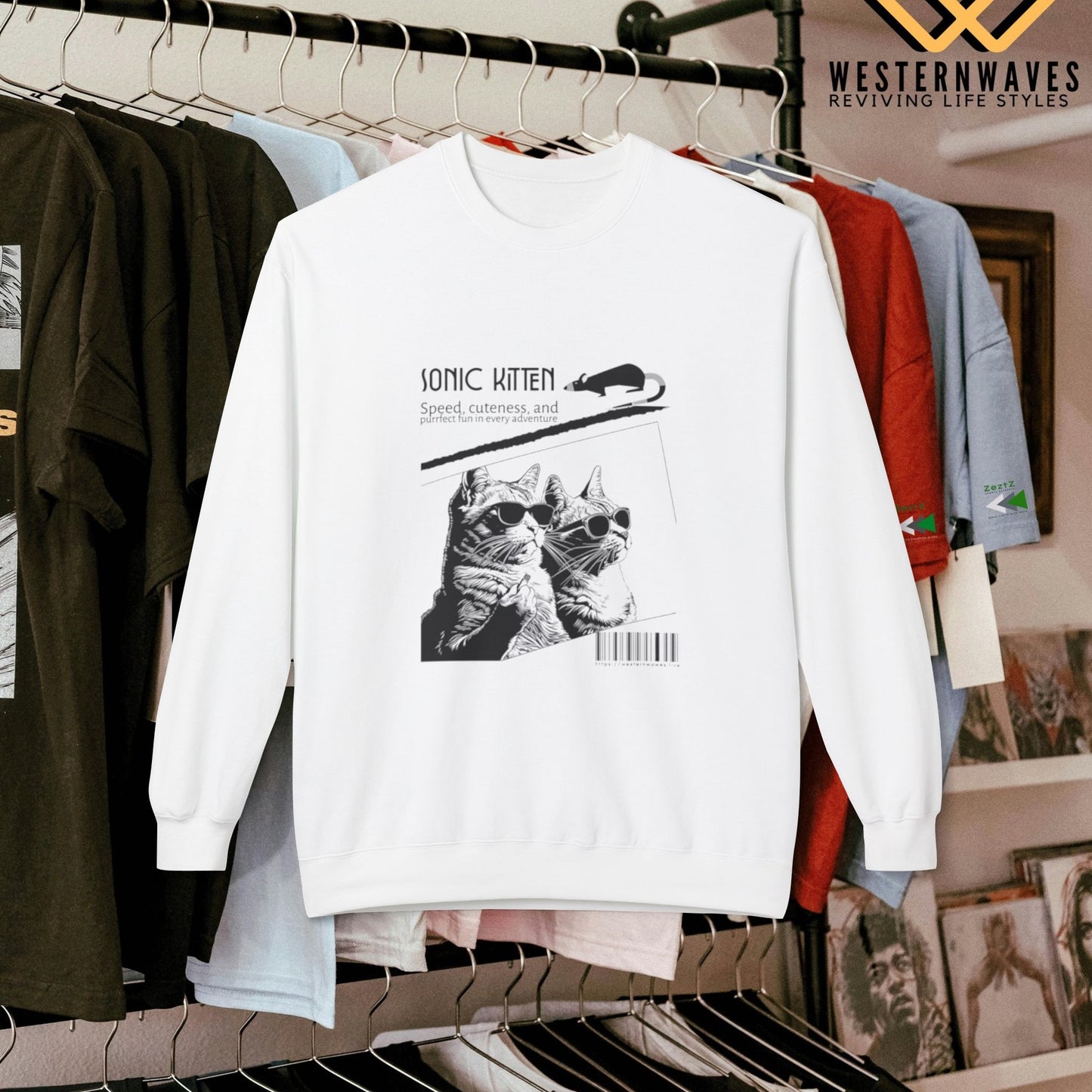 Unisex Midweight Fleece Crewneck Sweatshirt_ N3+ Series UXMWFCS PT2WW015_ WesternWaves Signature Limited Edition: