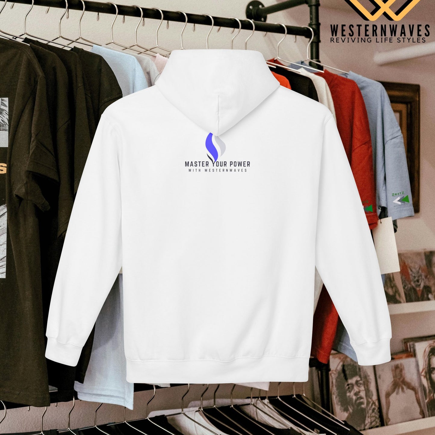 Unisex Midweight Softstyle Fleece Hoodie_ N3+ Series USMWSSFH PT2WW006_ Limited Edition Luxuriously Soft 100% Cotton Face by WesternWaves: