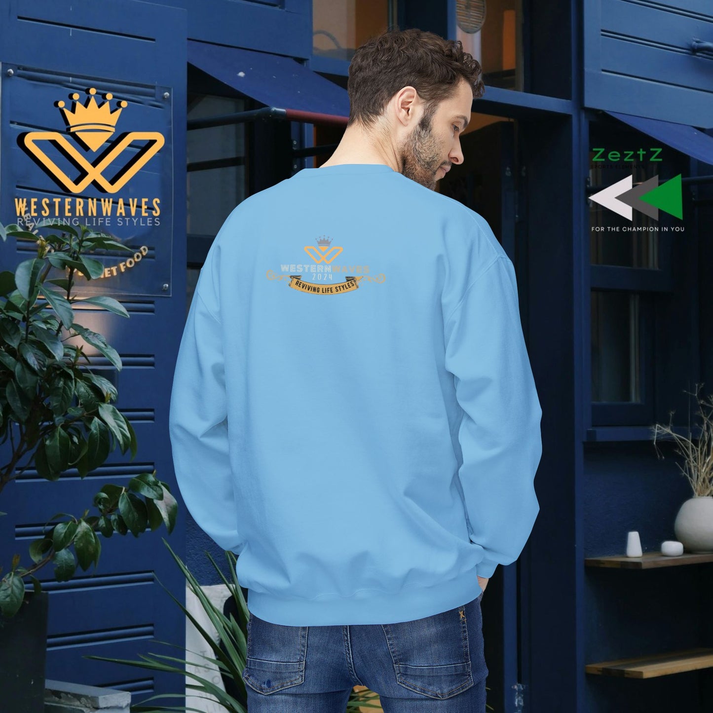 Unisex Midweight Fleece Crewneck Sweatshirt_ N3+ Series UXMWFCS PT2WW015_ WesternWaves Signature Limited Edition: