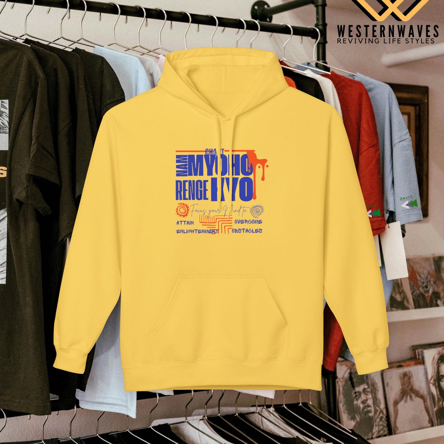 Unisex Midweight Softstyle Fleece Hoodie_ N3+ Series USMWSSFH PT2WW003_ Limited Edition Luxuriously Soft 100% Cotton Face by WesternWaves: