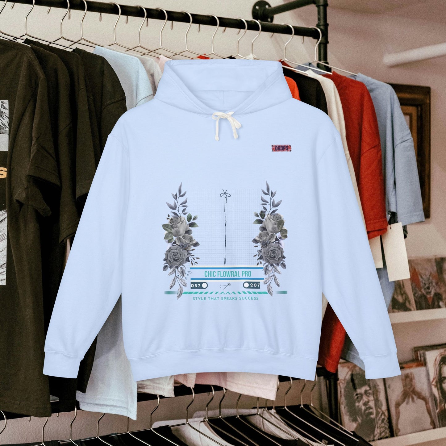 Lightweight Hooded Sweatshirt_ Series UWD 053_ Limited Edition Floral Streetwear by WesternWaves: